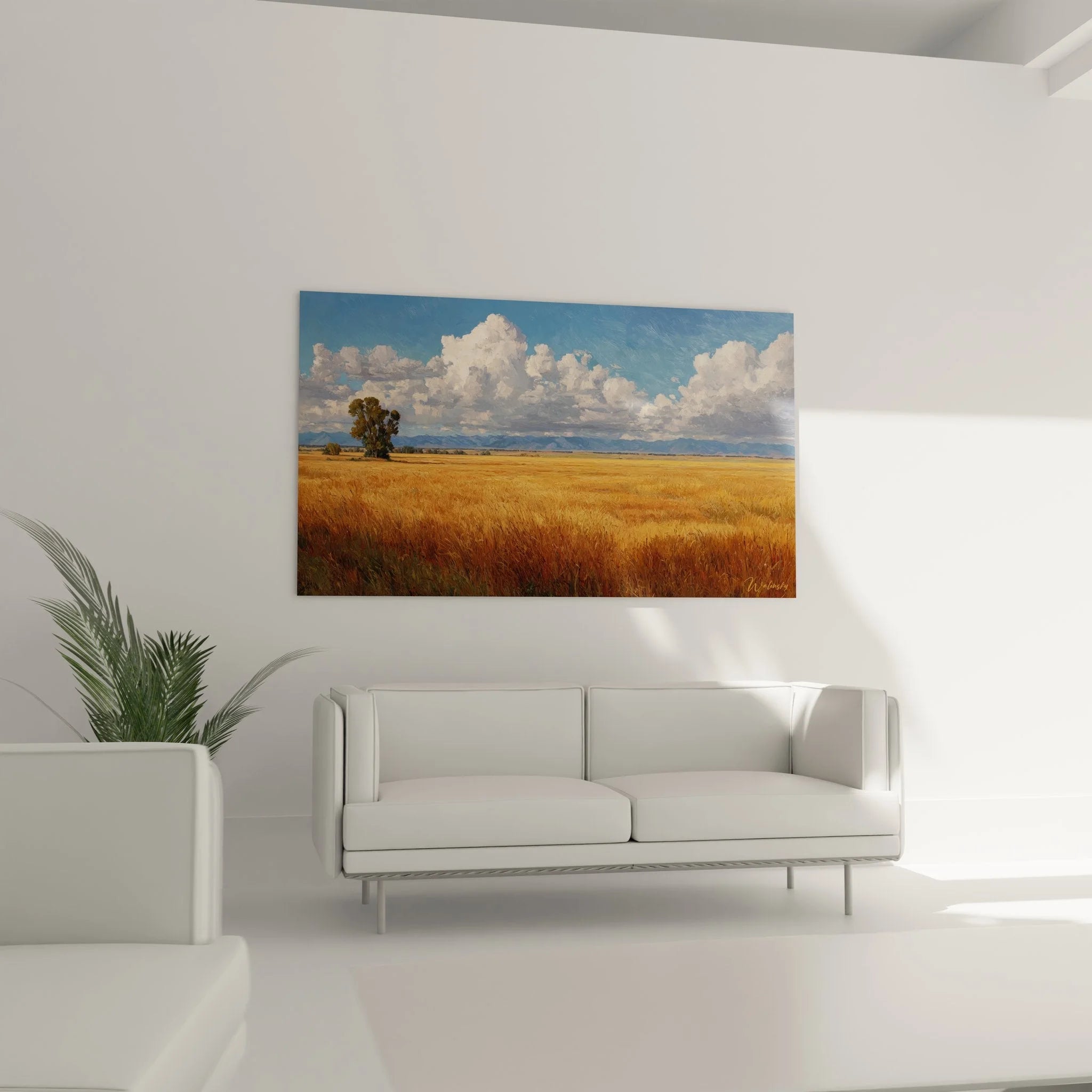 Detailansicht goldenes Weizenfeld Wandbild - realistische Landschaftsmalerei Textur