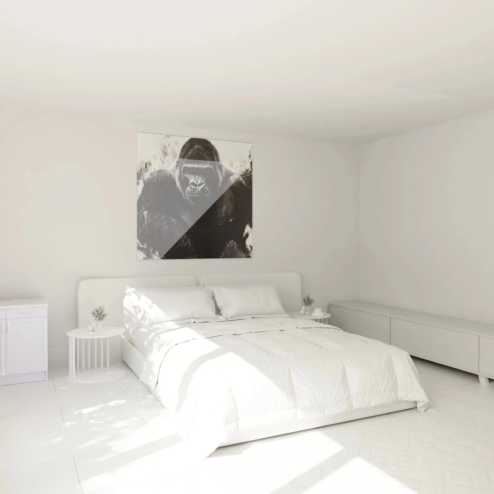Gorilla Wandbild XXL im Schlafzimmer - Kraftvolles Tierporträt als moderne Wanddekoration