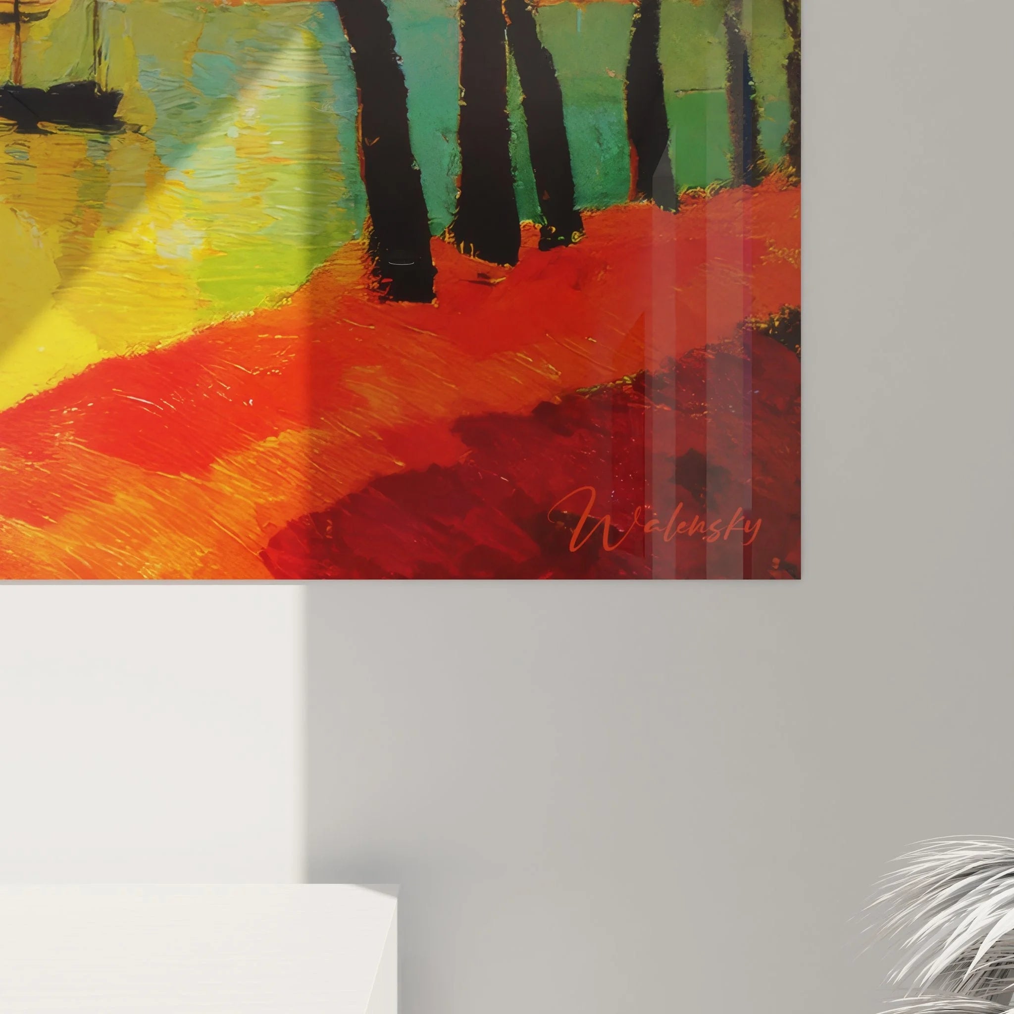 Gesamtansicht farbenfrohes Hafenbild XXL mit südeuropäischer Küstenlandschaft und maritimer Atmosphäre