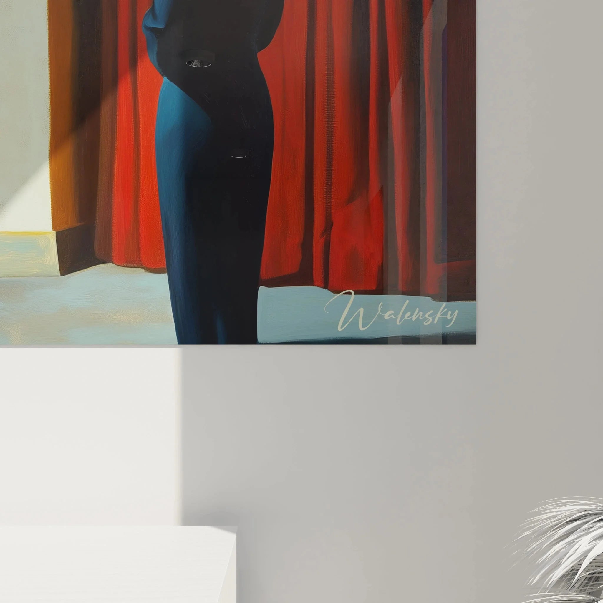 Gesamtansicht Theater Foyer Wandbild Edward Hopper mit Treppe und klassischer Architektur