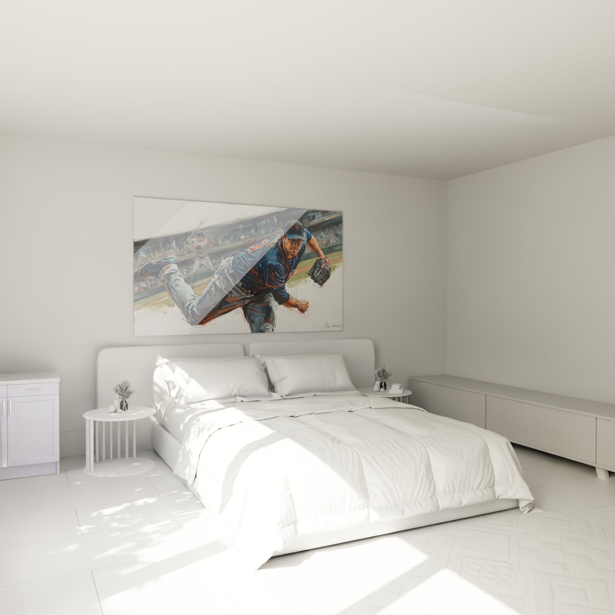 Baseball Pitcher Wandbild als stilvolle Dekoration im modernen Schlafzimmer