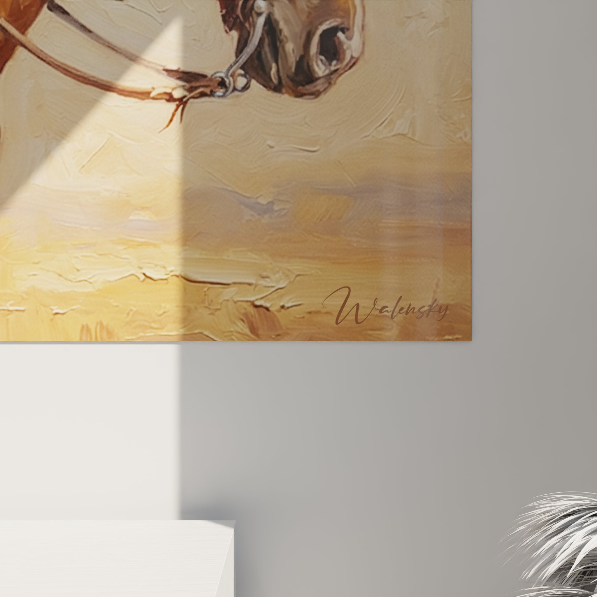 Gesamtansicht Western Cowboy Pferd Wandbild - komplette Darstellung Reiter mit Pferd in authentischer Pose