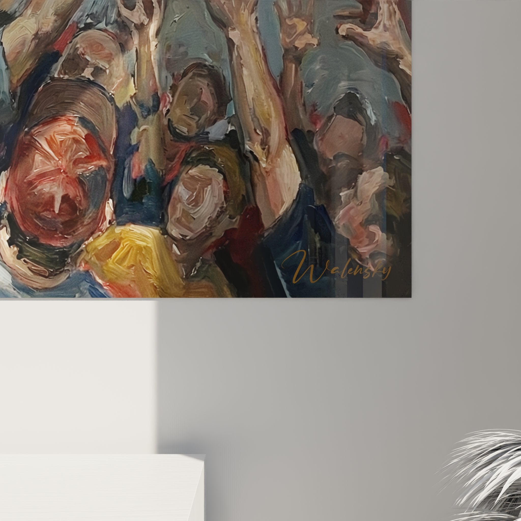 Gesamtansicht Baseball Fans Wandbild mit Stadionatmosphäre und emotionalen Zuschauern beim Ballgreifen