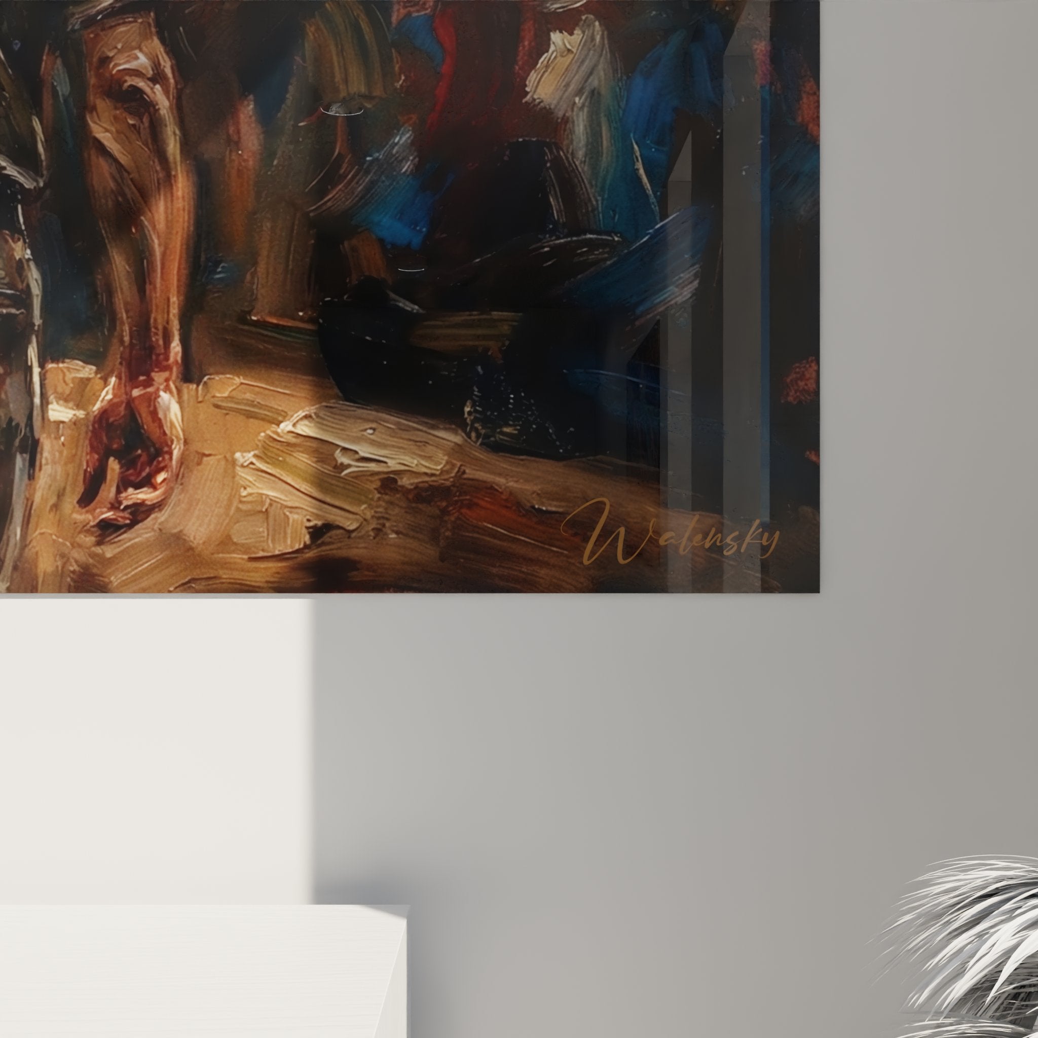 Gesamtansicht Baseballstadion Wandbild, atmosphärische Sportszene in expressionistischem Stil