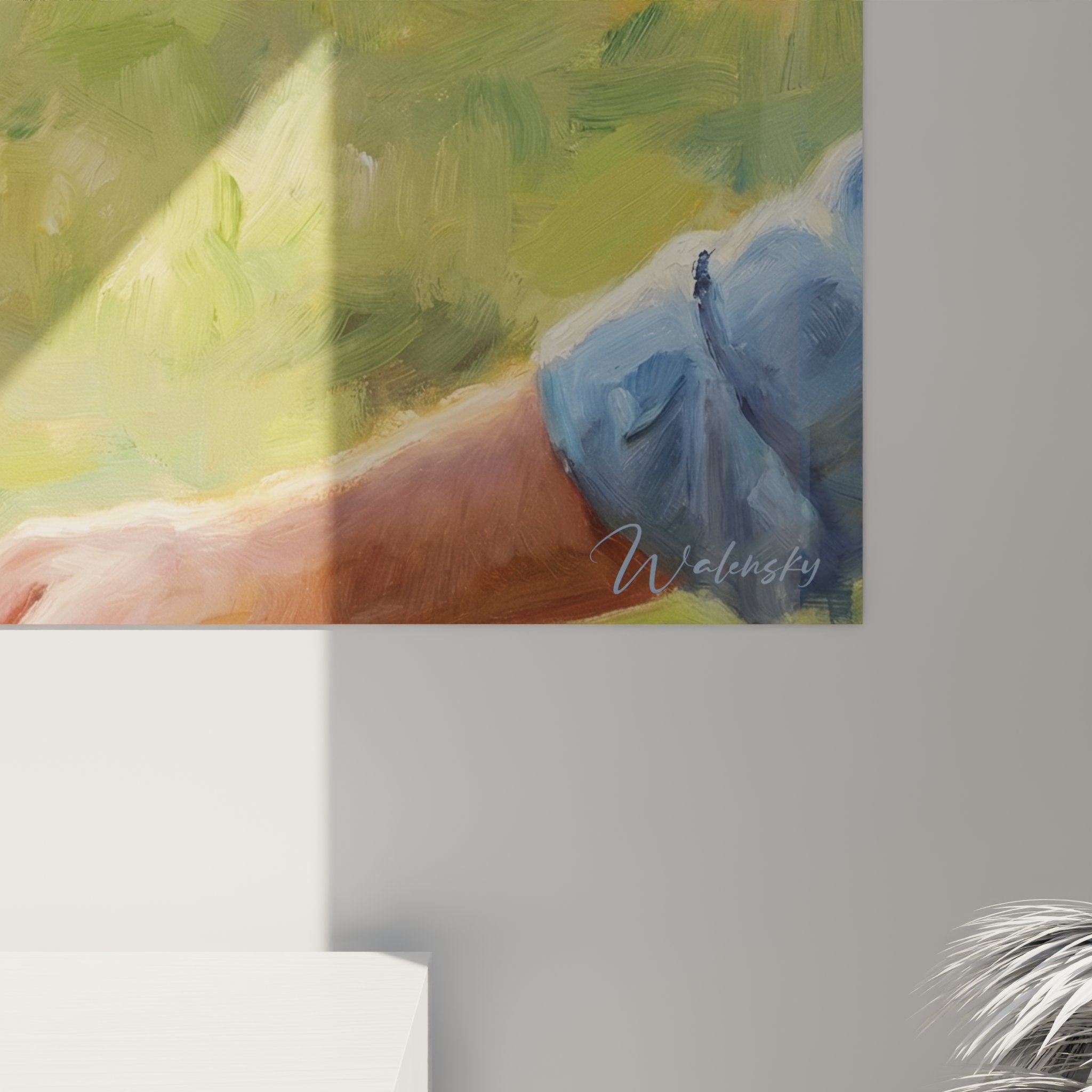 Gesamtansicht des Baseball-Handschuh Wandbildes mit künstlerischer Maltechnik und Farbgebung