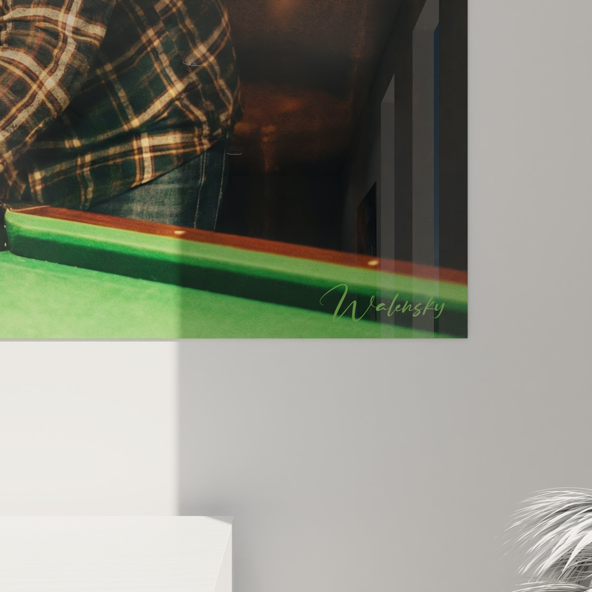 Gesamtansicht Billard Wandbild Vater Sohn Szene mit traditioneller Bar Einrichtung und authentischer Atmosphäre