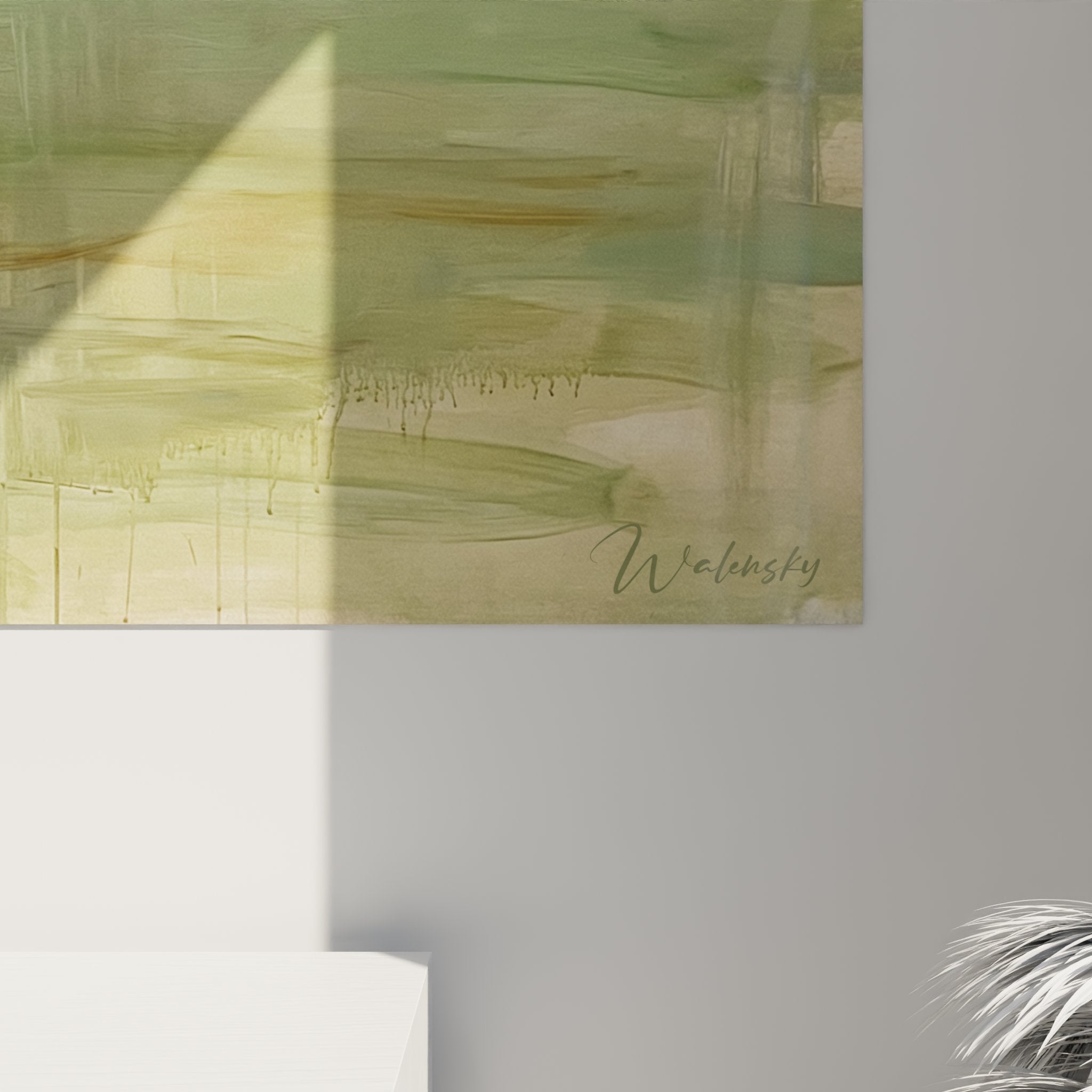 Gesamtansicht Baseball Hechtsprung Kunstwerk mit dynamischer Bewegung und Farbkontrasten