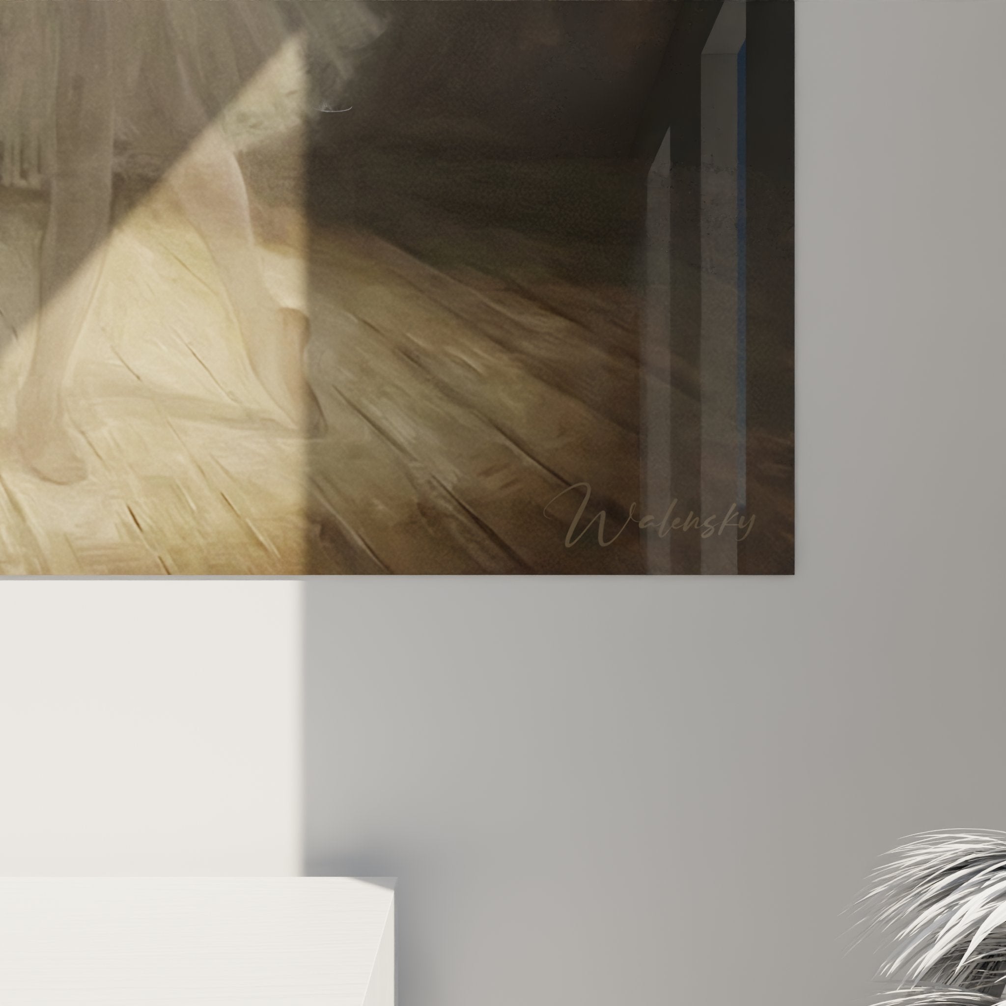 Gesamtansicht Ballerina Wandbild, melancholische Tanzszene mit Vergangenheit und Gegenwart