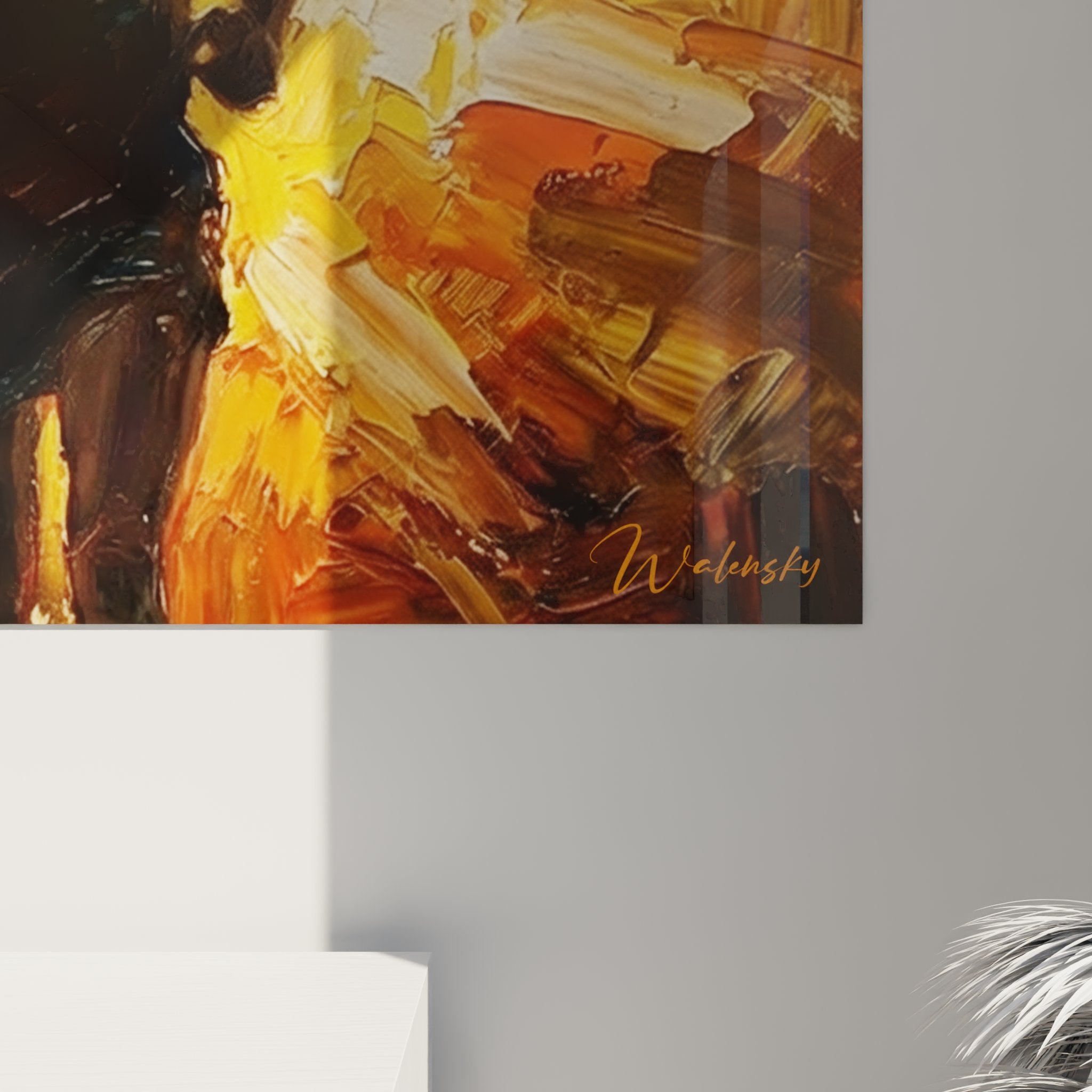 Gesamtansicht des Läufer Wandbildes mit dynamischer Komposition und expressiver Farbgebung