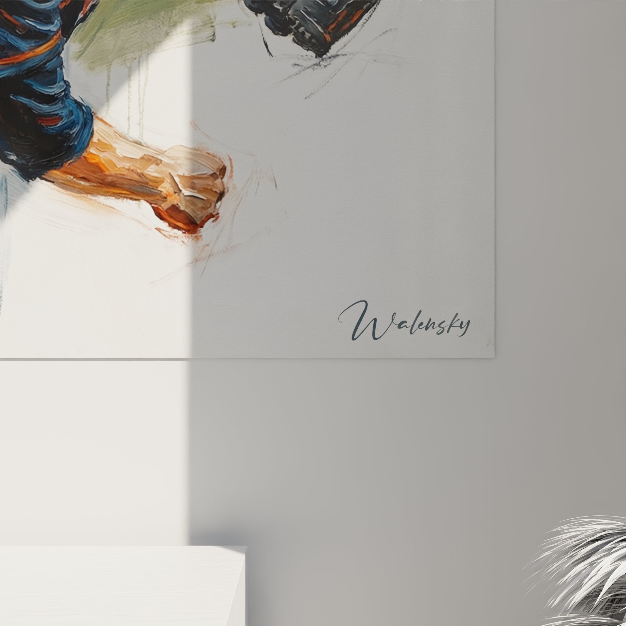 Gesamtansicht des Baseball Pitcher Wandbildes mit Stadion Hintergrund