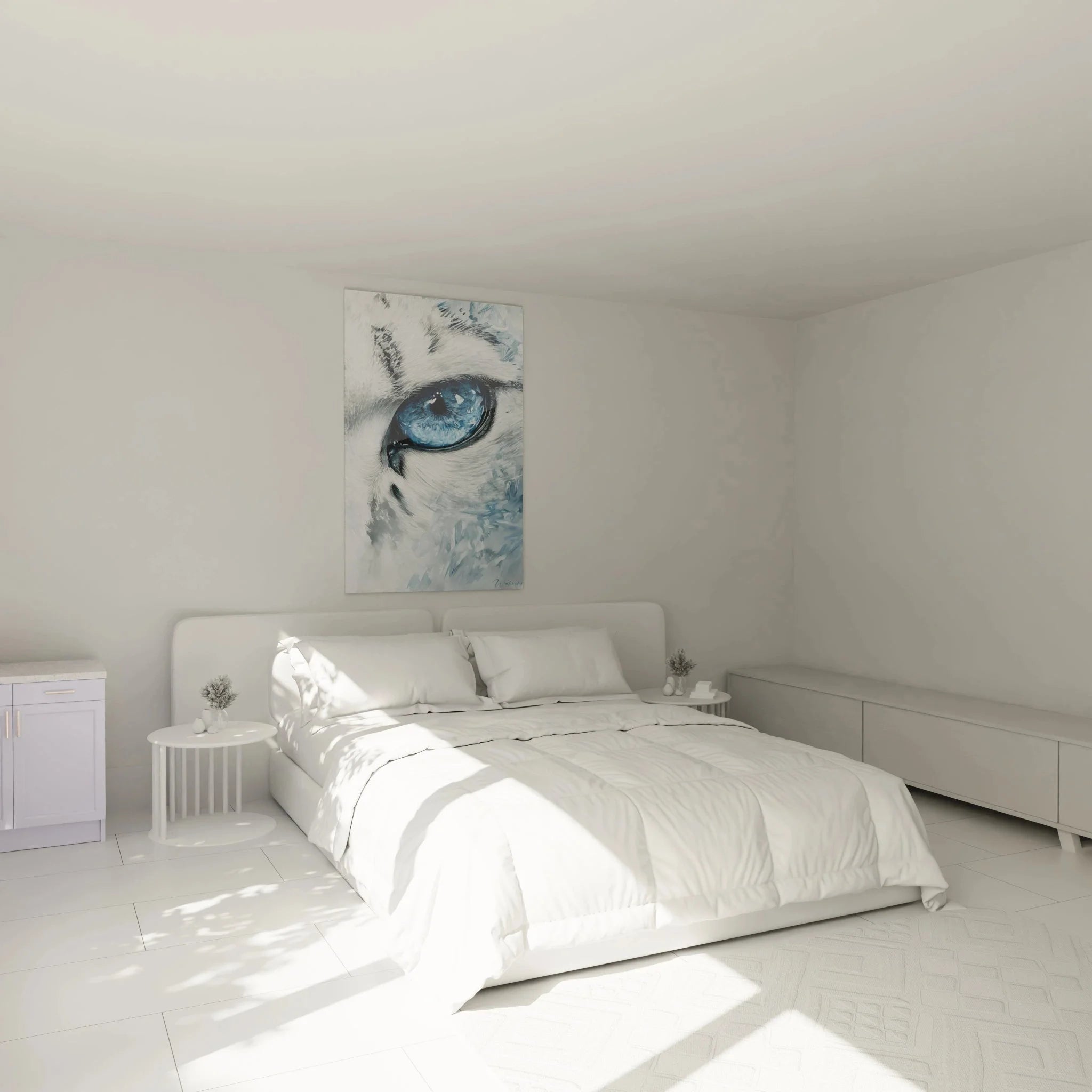 Husky Wandbild XXL mit blauem Auge als moderne Schlafzimmer Dekoration