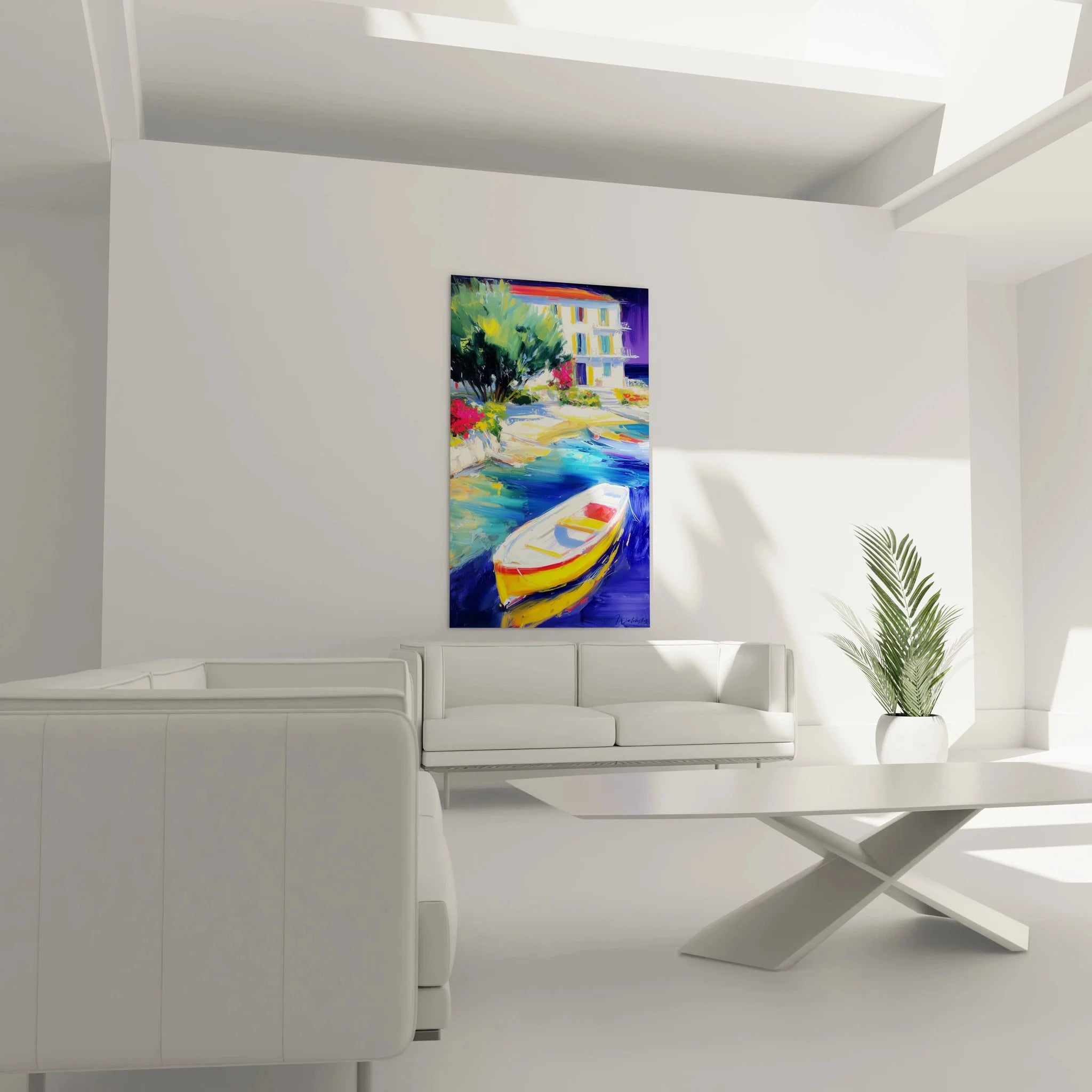 Nahaufnahme impressionistisches Boot Wandbild mit leuchtenden Farben