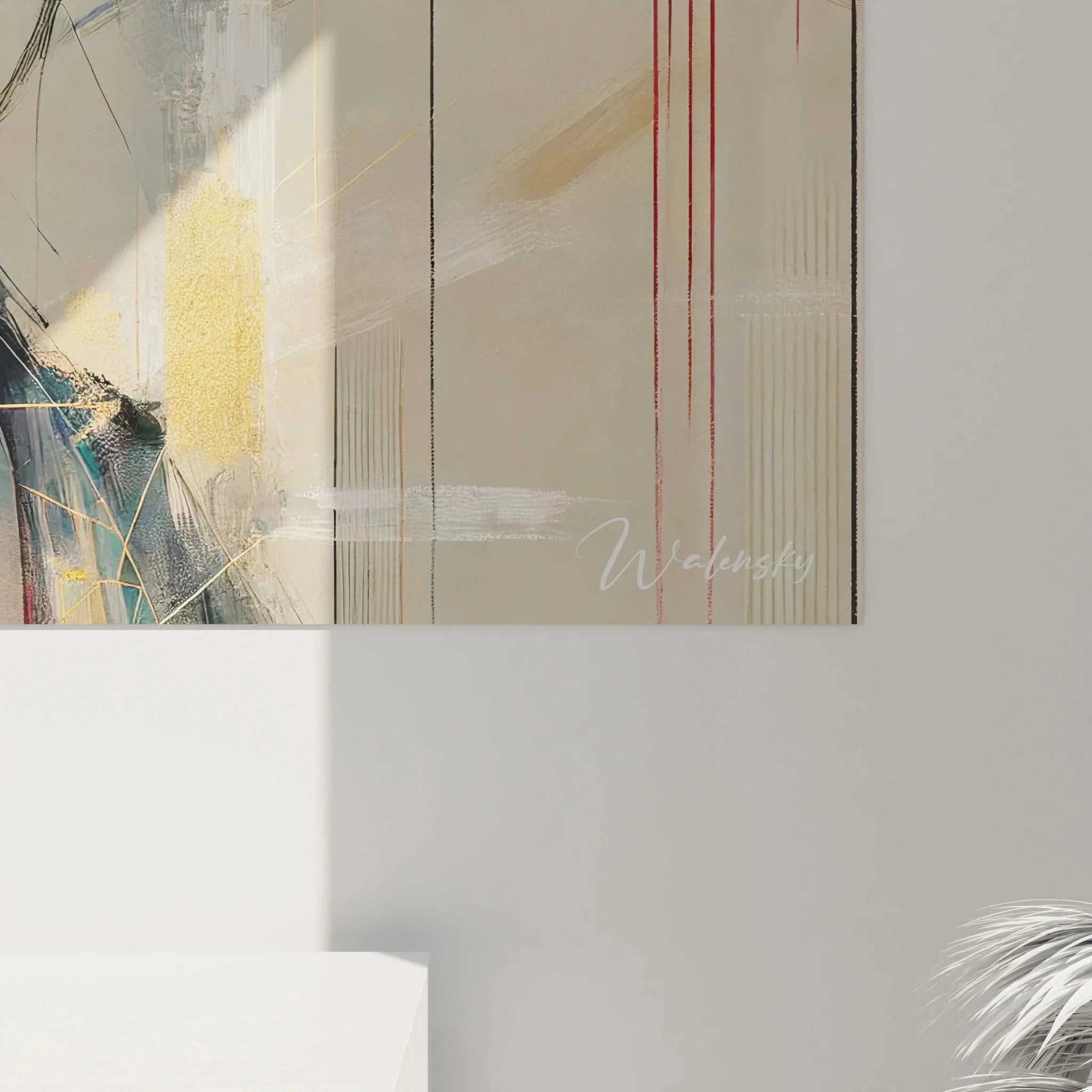 Wandbild japanische Geisha Kunst Gesamtansicht mit modernen abstrakten Elementen