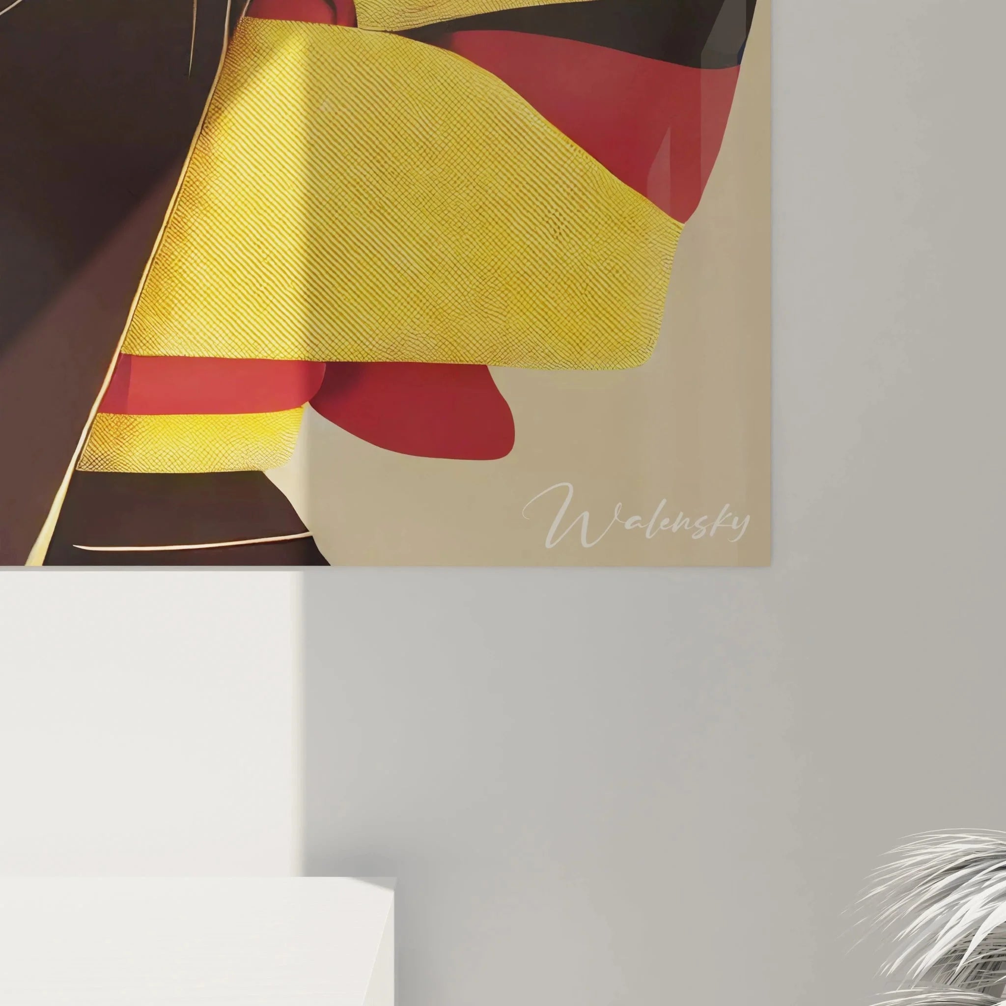 Gesamtansicht japanisches Wandbild Geisha in goldener Farbgebung, orientalische Wanddekoration