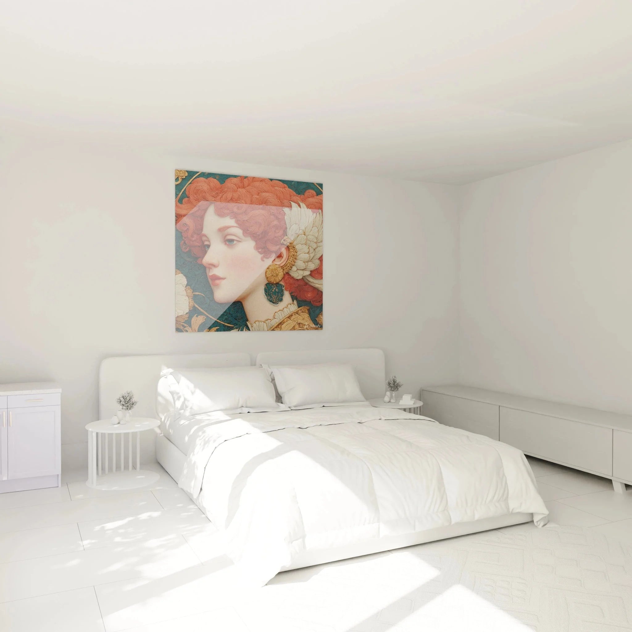 Wandbild Jugendstil Frau mit rotem Haar als stilvolle Schlafzimmer Dekoration im Art Nouveau Stil