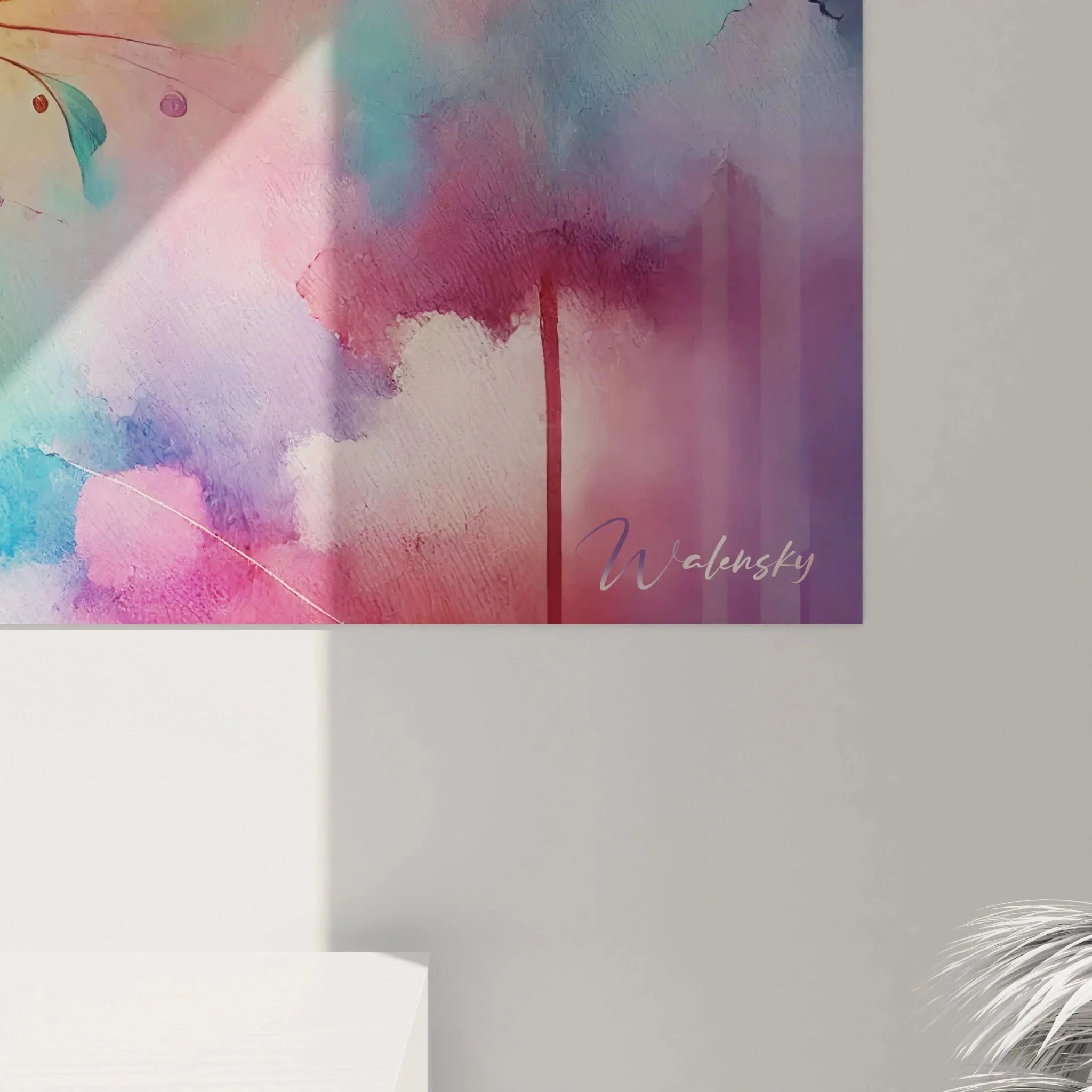 Gesamtansicht Kolibri Wandbild in Regenbogenfarben - Aquarell Kunstdruck für Wohnräume