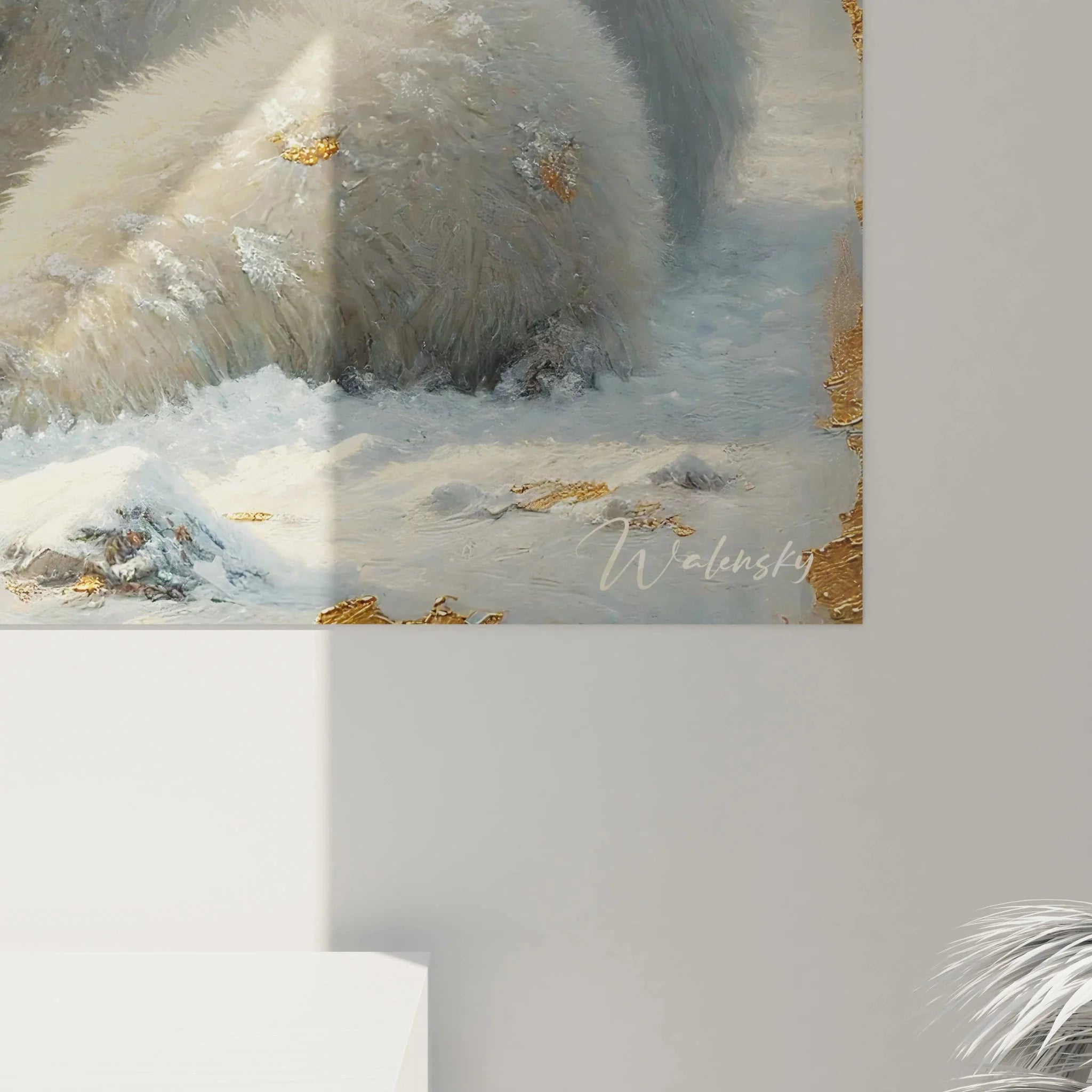 Komplettansicht XXL Wandbild Eisbär Familie, Winterlandschaft mit schneebedeckter Szenerie