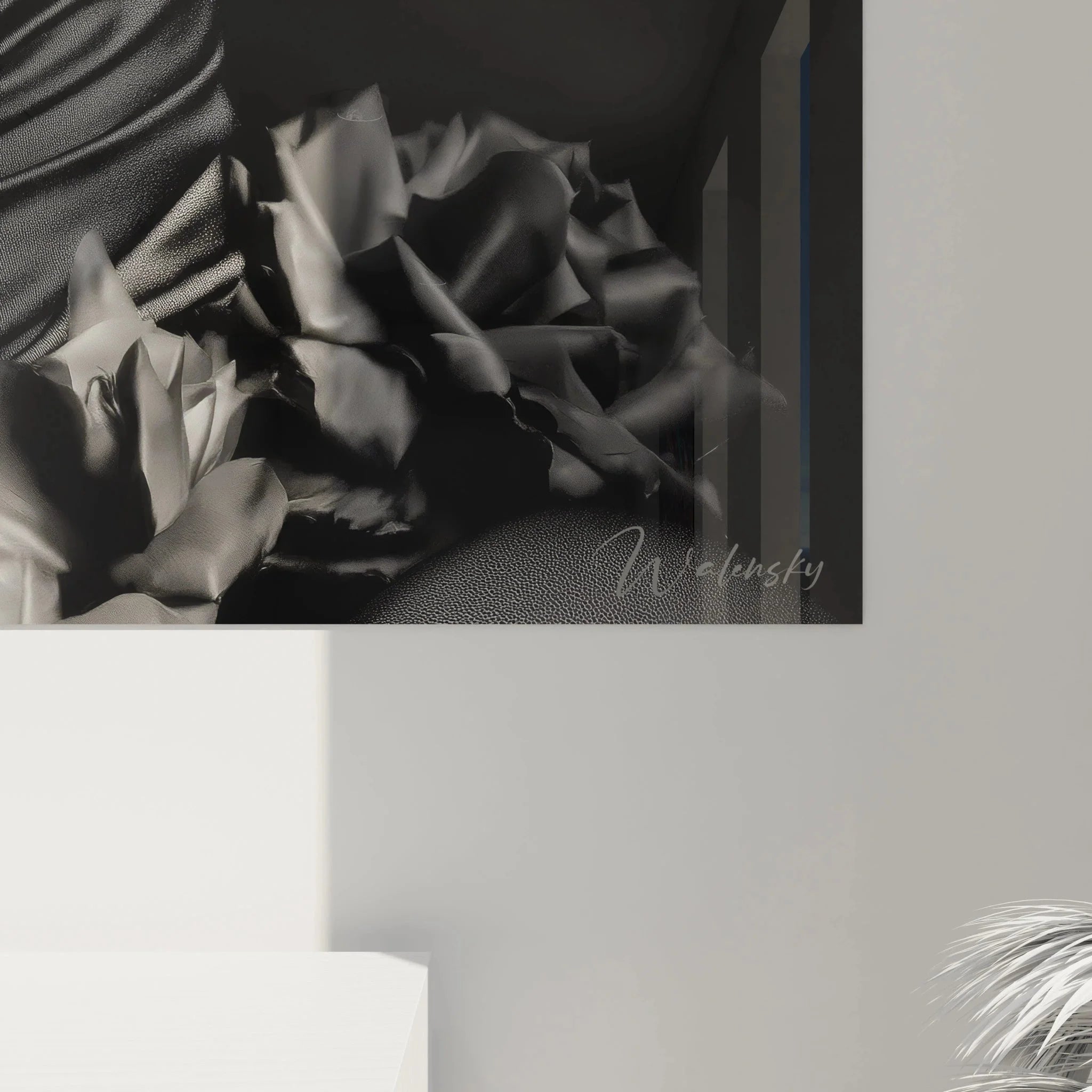 Wandbild Frauenporträt komplett - zeitlose Schwarz-Weiß Mode-Kunst für moderne Einrichtung