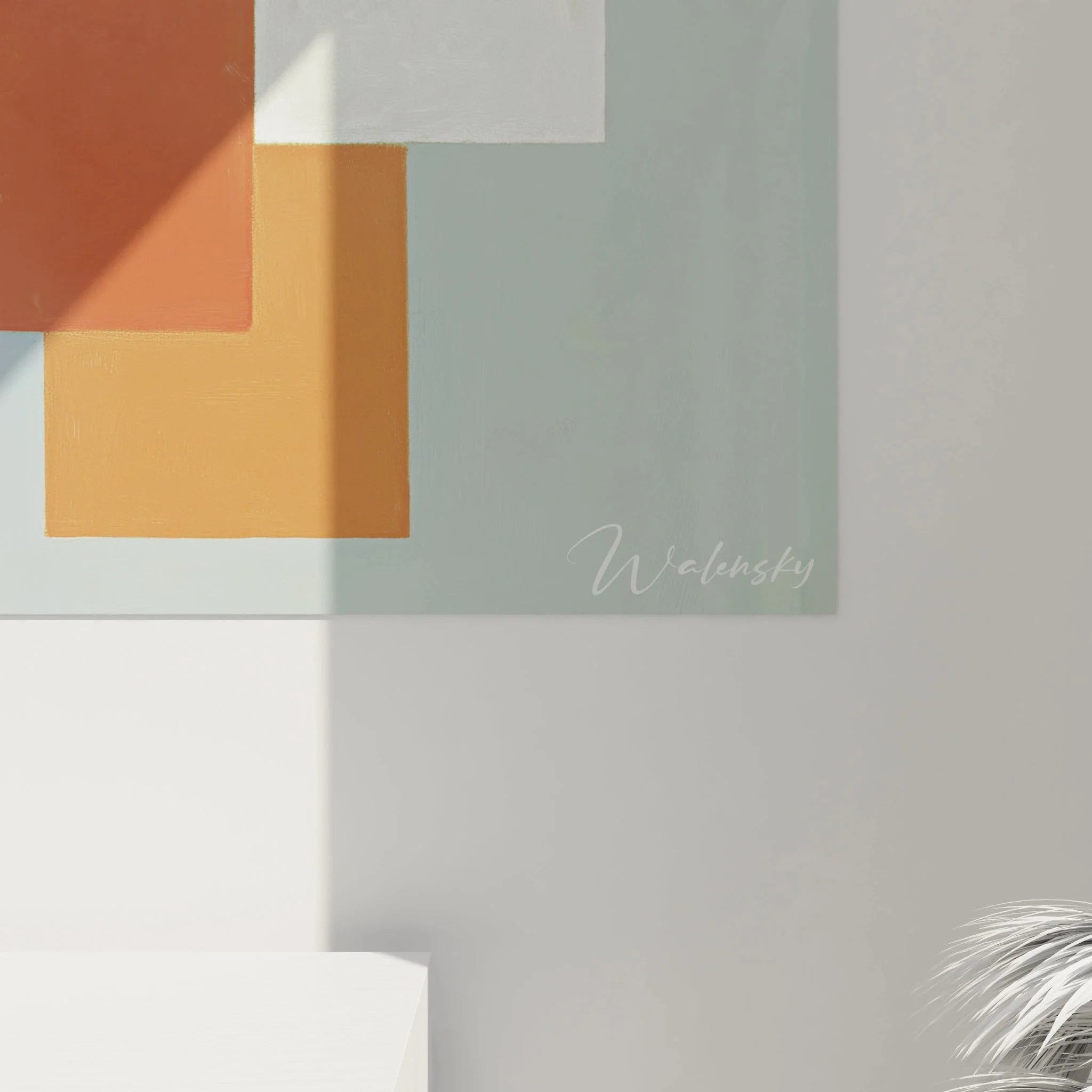 Gesamtansicht konstruktivistische Wandbild Komposition mit geometrischen Elementen