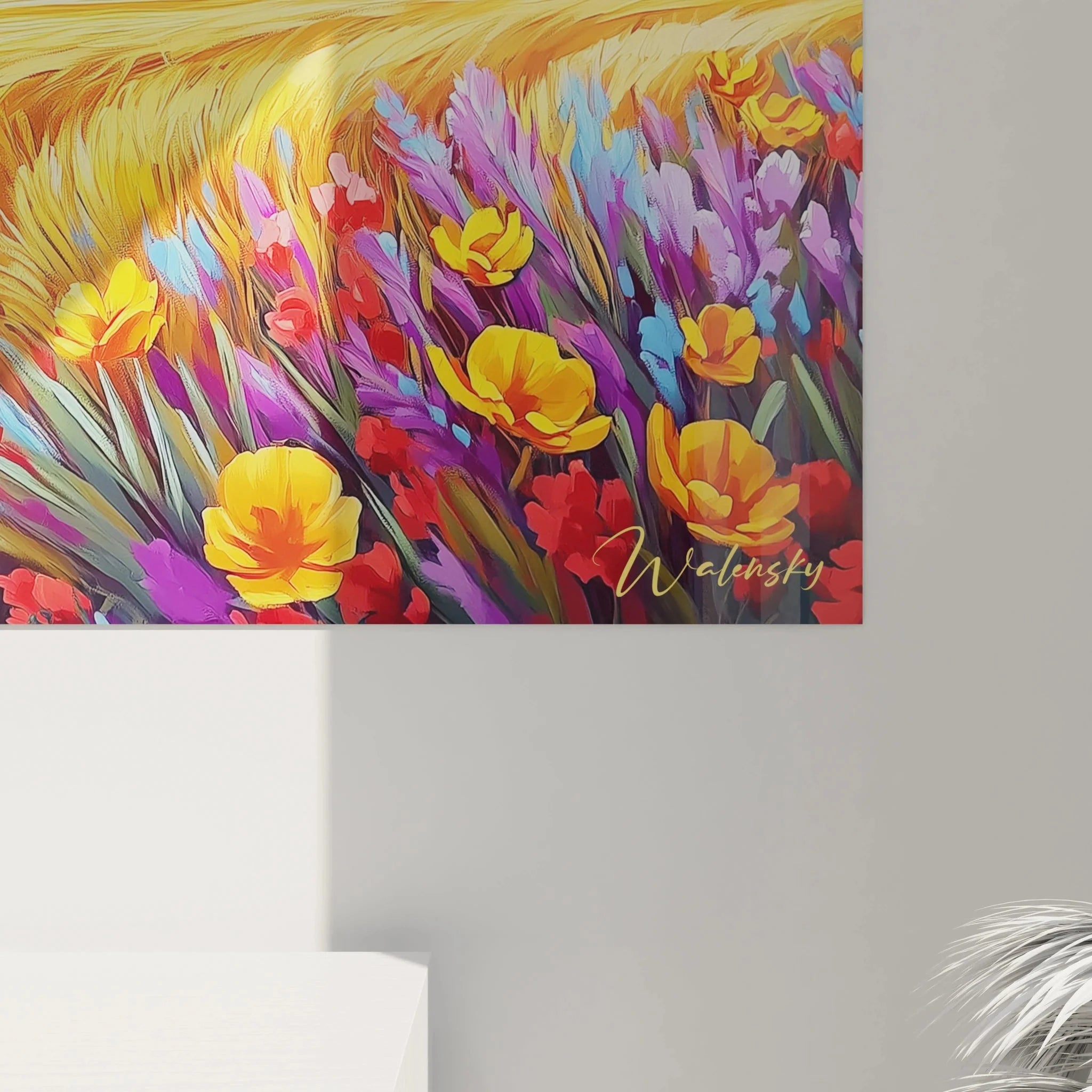 Gesamtansicht Wandbild XXL Blumenwiese Kornfeld Landschaft für Wohnzimmer Dekoration