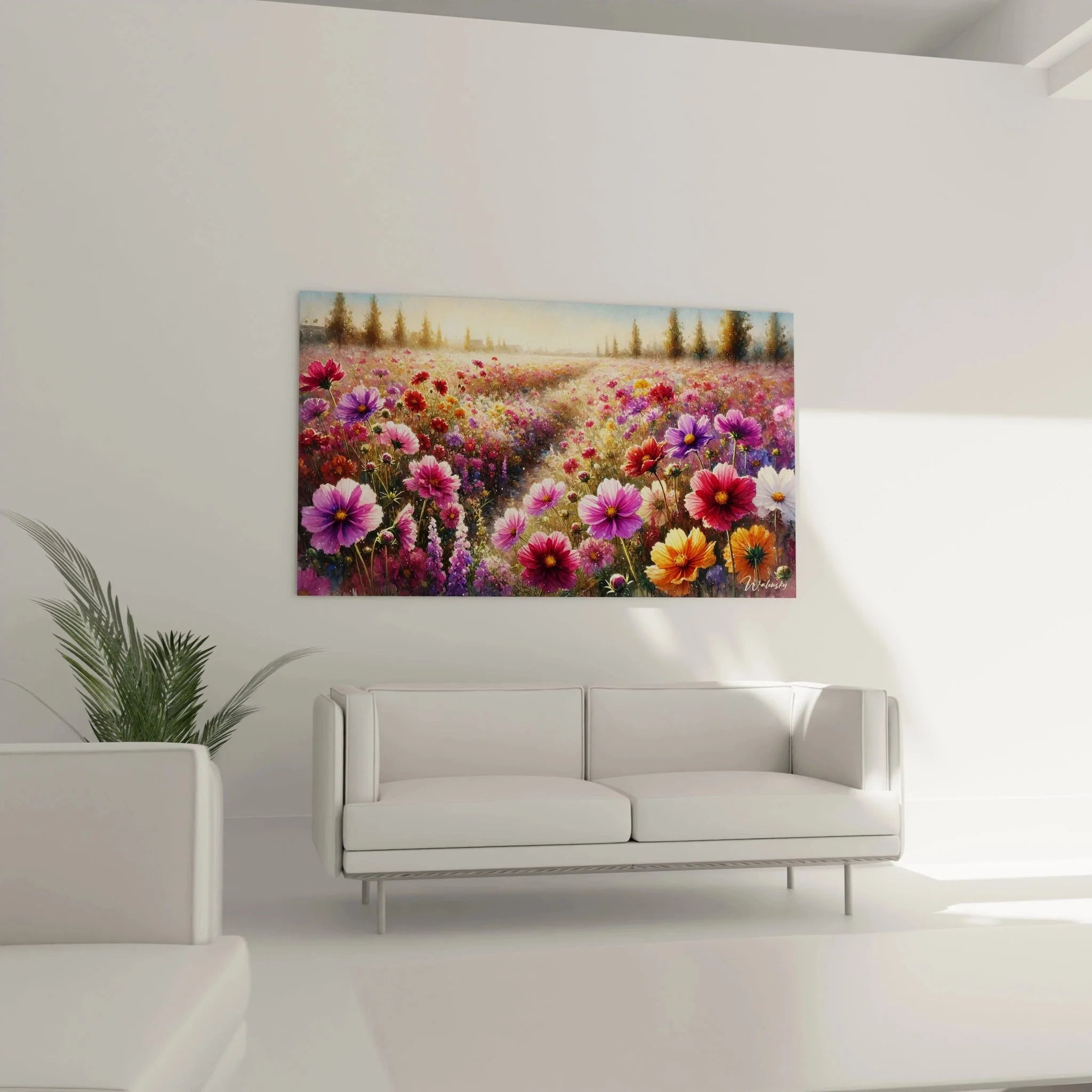 Detailansicht Kosmos Blüten Wandbild, violette und rosa Blütenpracht in hoher Auflösung