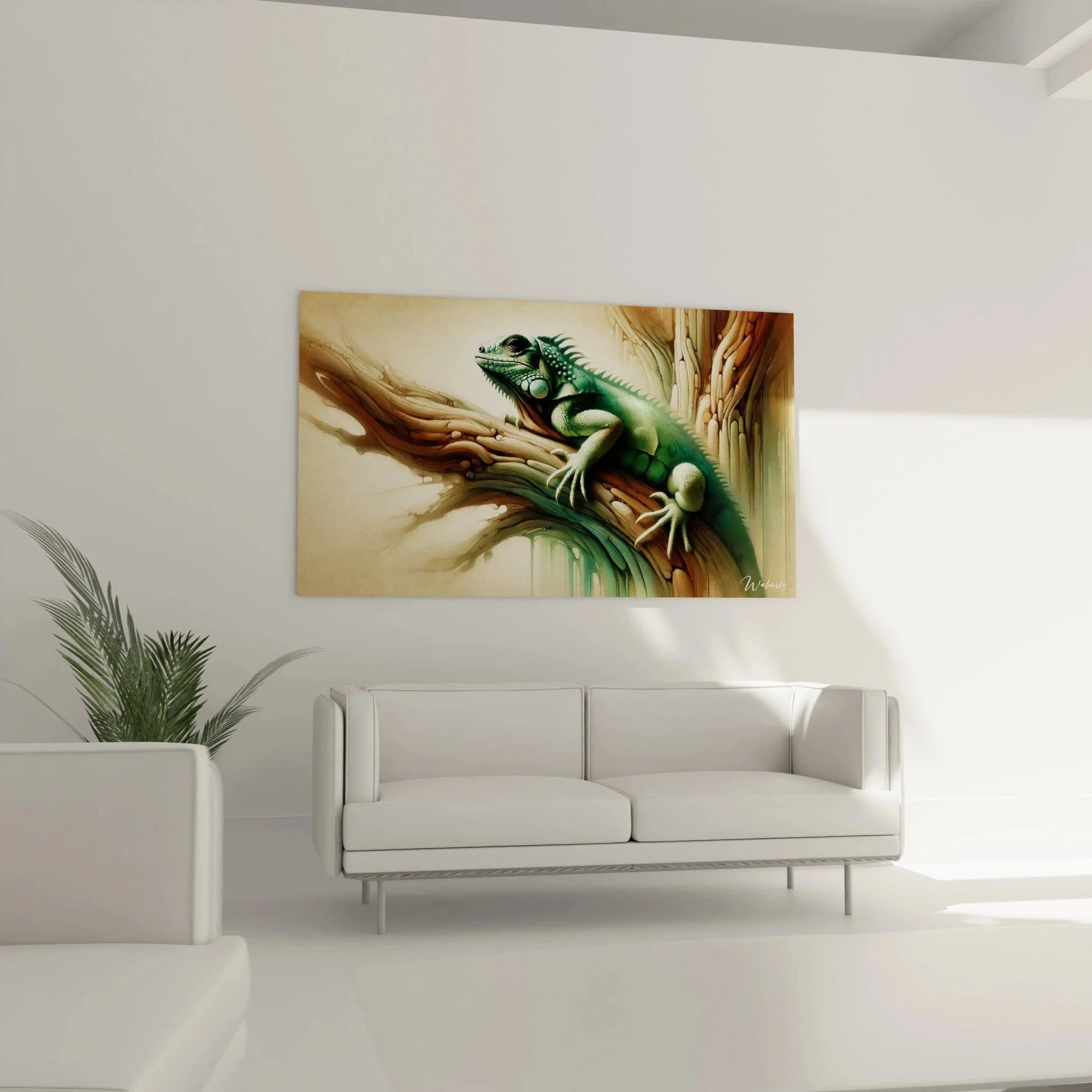 Detailansicht Leguan Leinwandbild - Hochwertige Druckqualität der Reptilien Wandkunst
