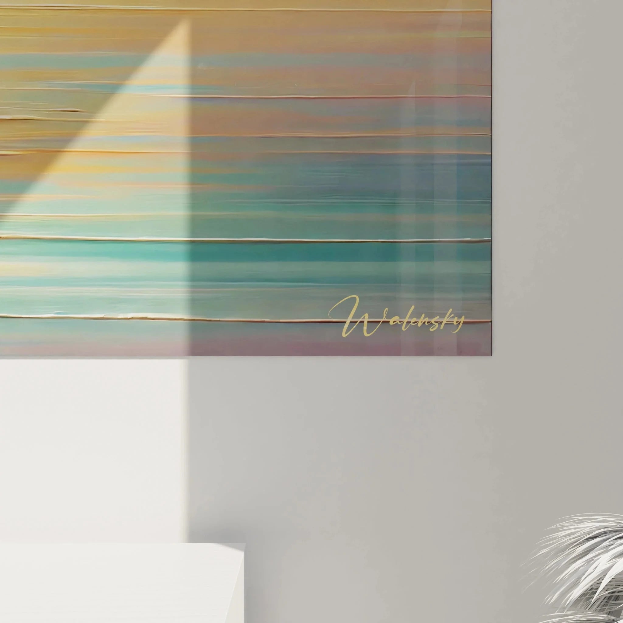 Gesamtansicht Leinwandbild Sonnenuntergang mit Steg - moderne Wanddekoration Natur