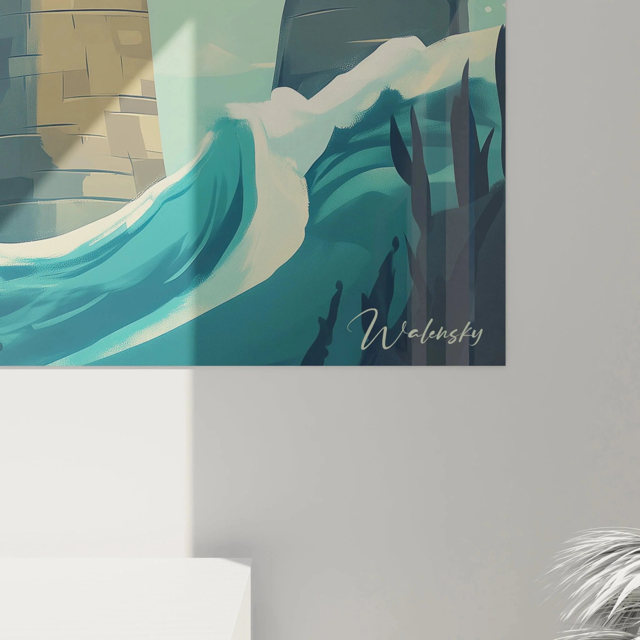 Gesamtansicht Leuchtturm Wandbild XXL - beeindruckende maritime Wanddekoration für moderne Wohnräume