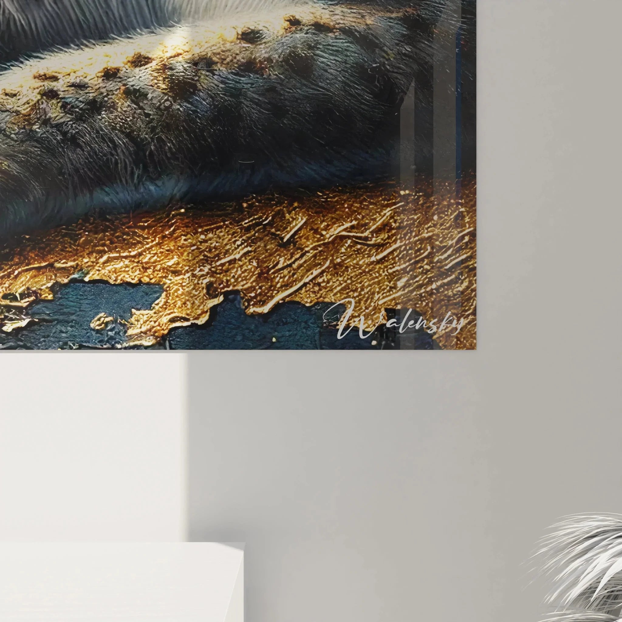 Komplette Ansicht des Luchs Leinwandbildes mit sichtbarem Rahmen und Bildkomposition