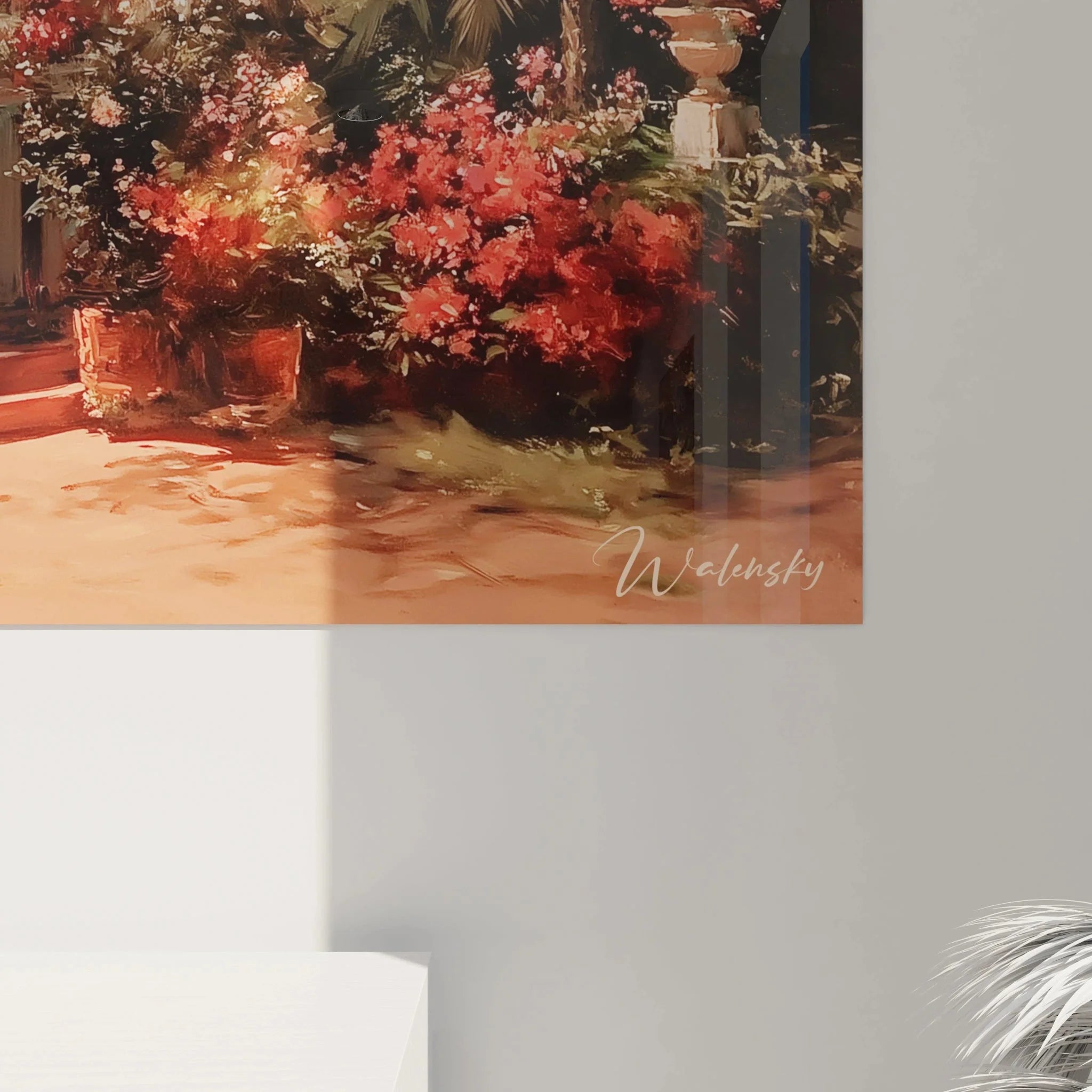 Gesamtansicht Wandbild mediterrane Villa XXL - klassizistische Riviera Kunst für stilvolle Raumgestaltung