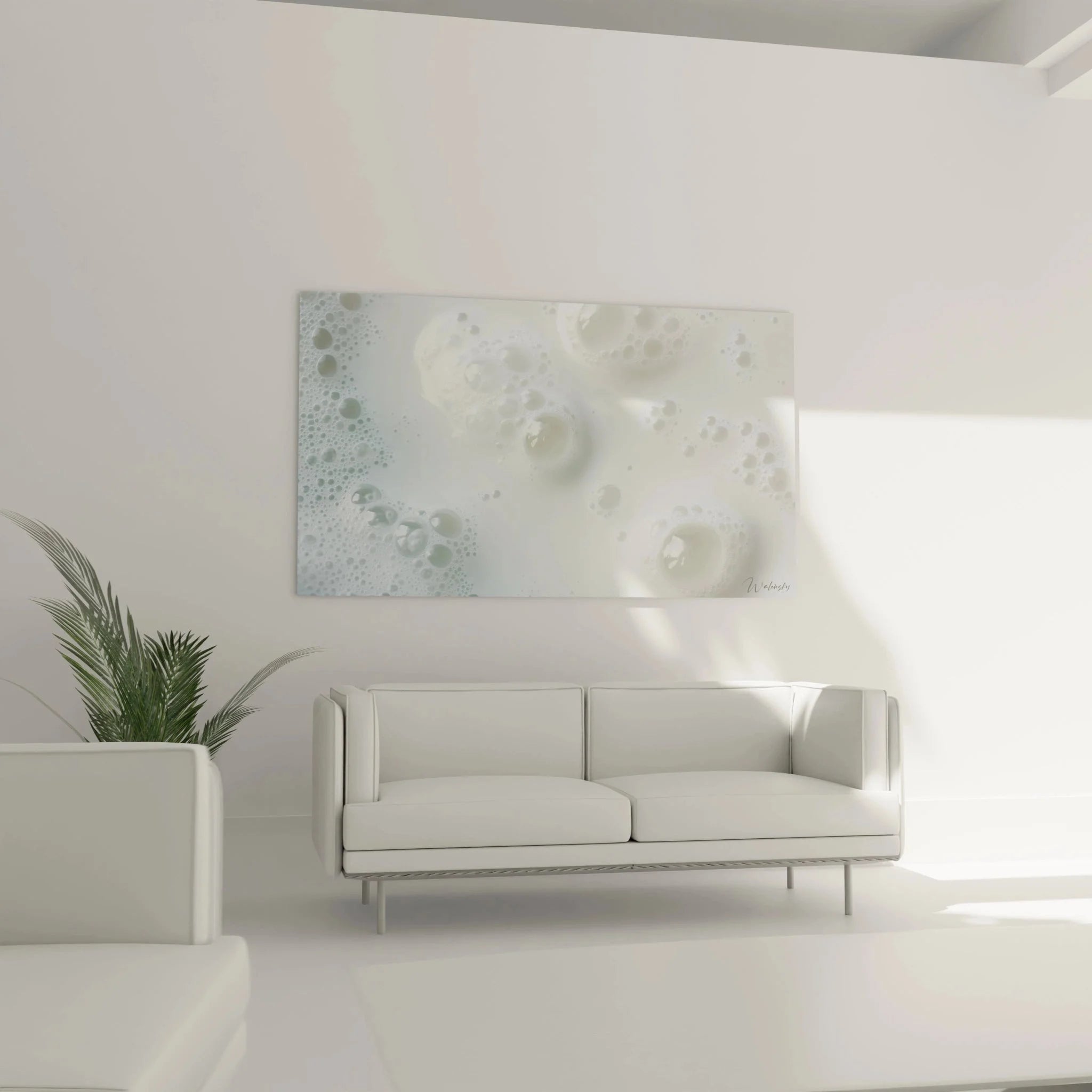 Detailaufnahme Milchblasen Wandbild zeigt filigrane Strukturen und Texturen der Milch