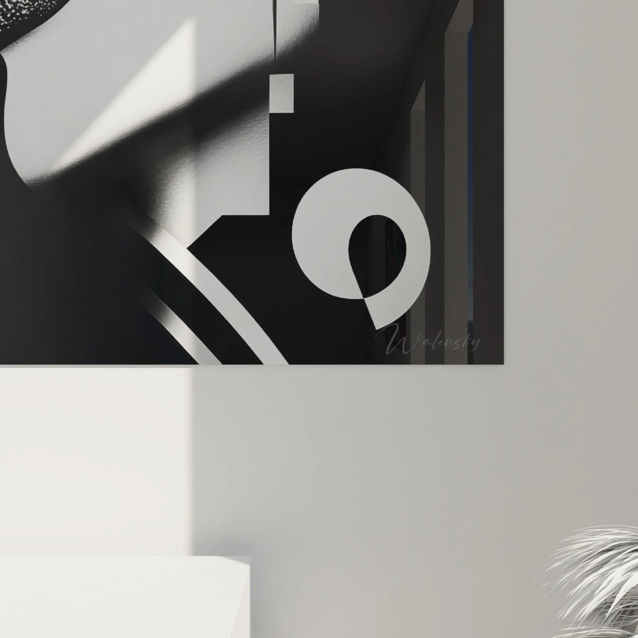 Gesamtansicht modernes Mode Portrait Wandbild mit geometrischen Design-Elementen