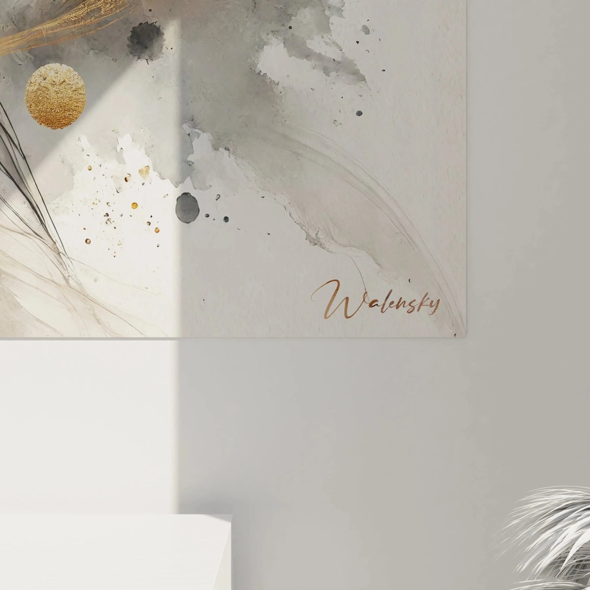 Gesamtansicht des modernen Wandbildes mit femininer Silhouette und organischen Formen für Wohnräume