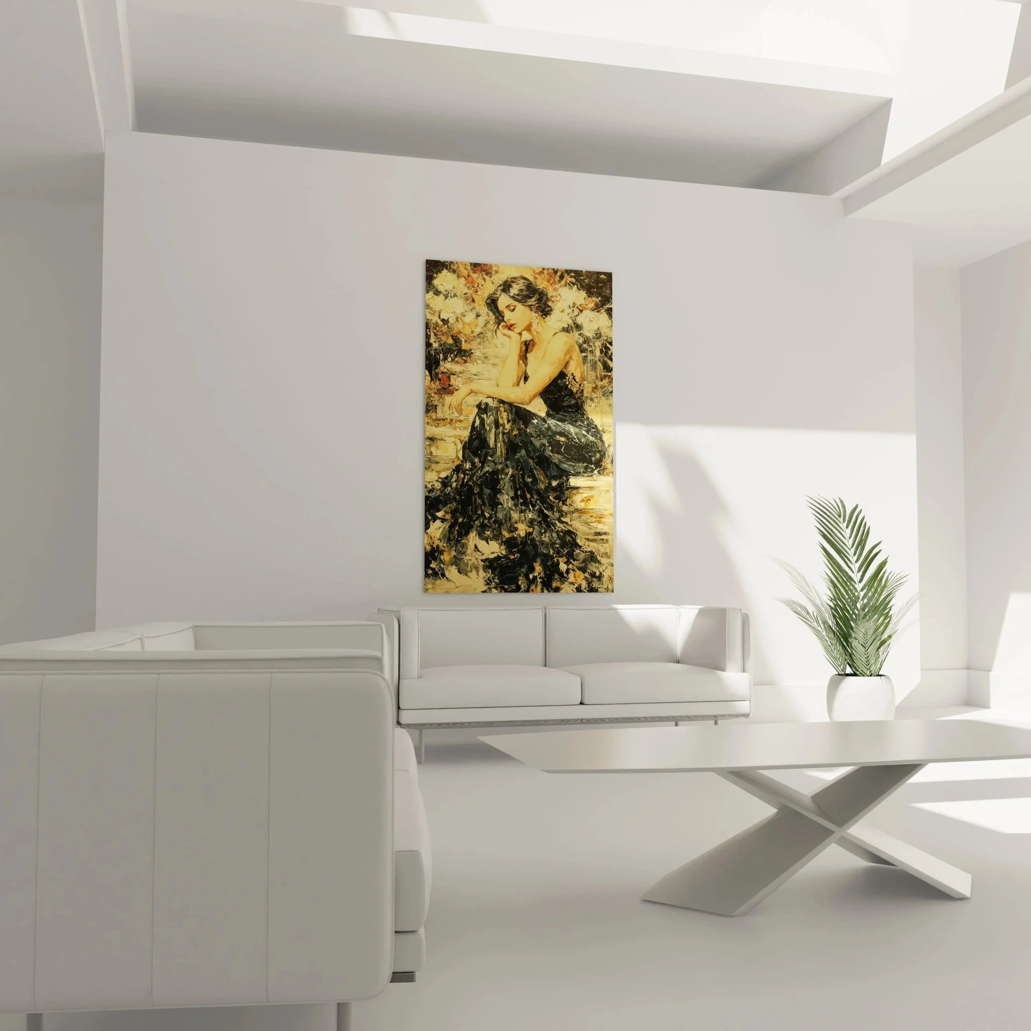 Nahaufnahme Flamenco Tänzerin Wandbild Details - Schwarzes Kleid und warme Farbtöne