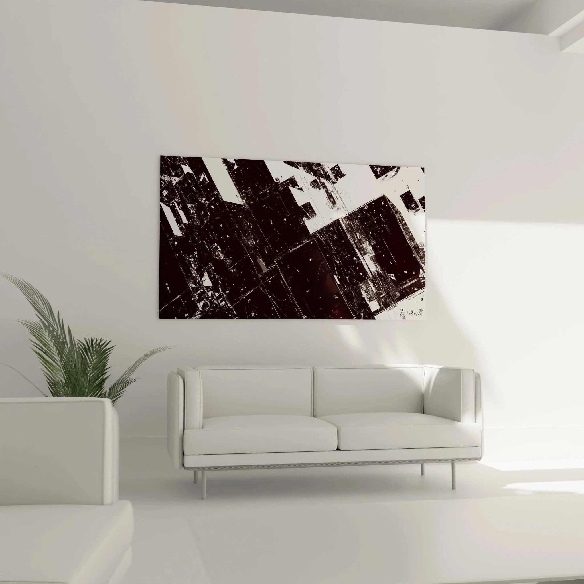 Nahaufnahme geometrische Wandkunst Texturen abstrakte Formen braun weiß