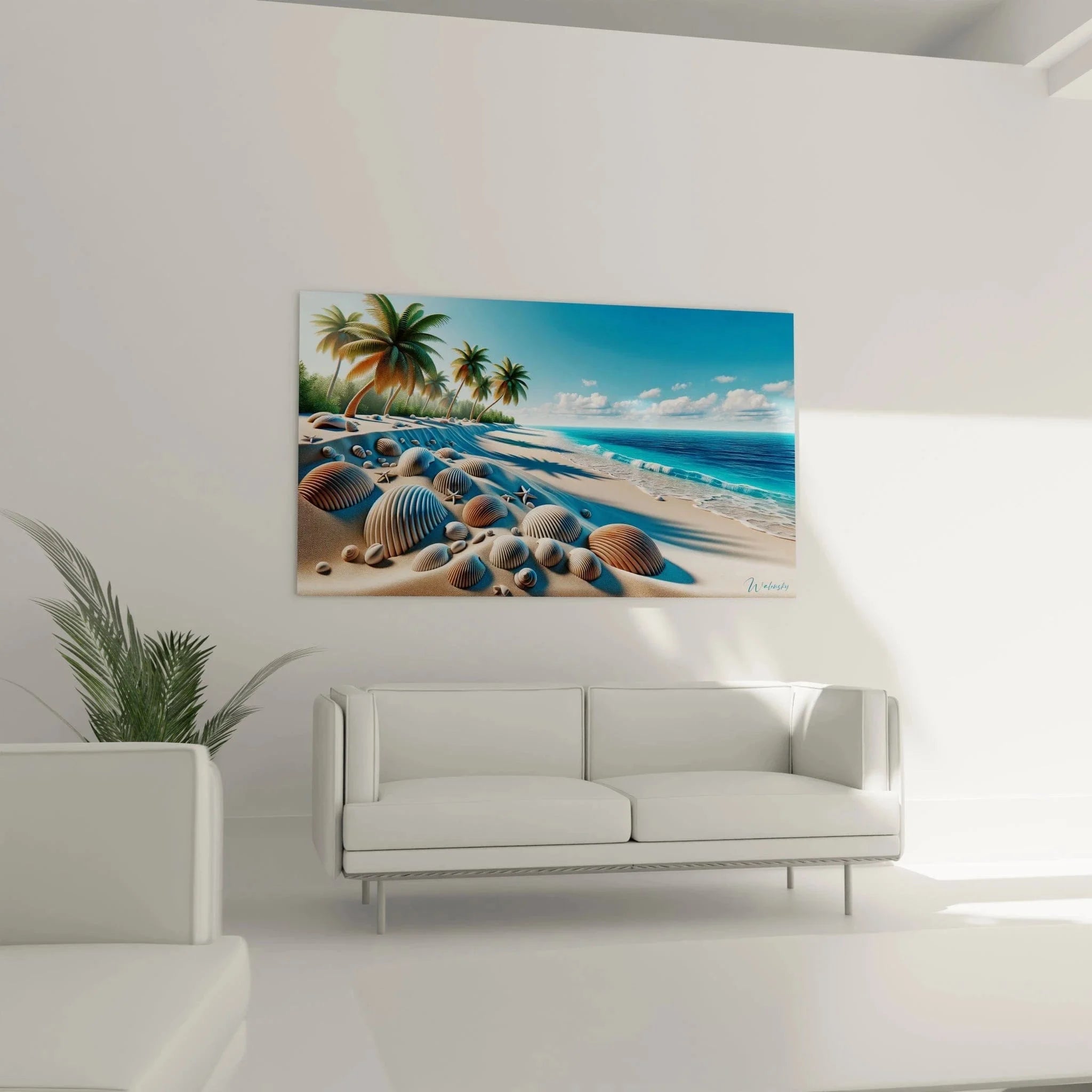 Nahaufnahme Details Muscheln Seesterne Strand Wandbild - hochwertige maritime Wandkunst