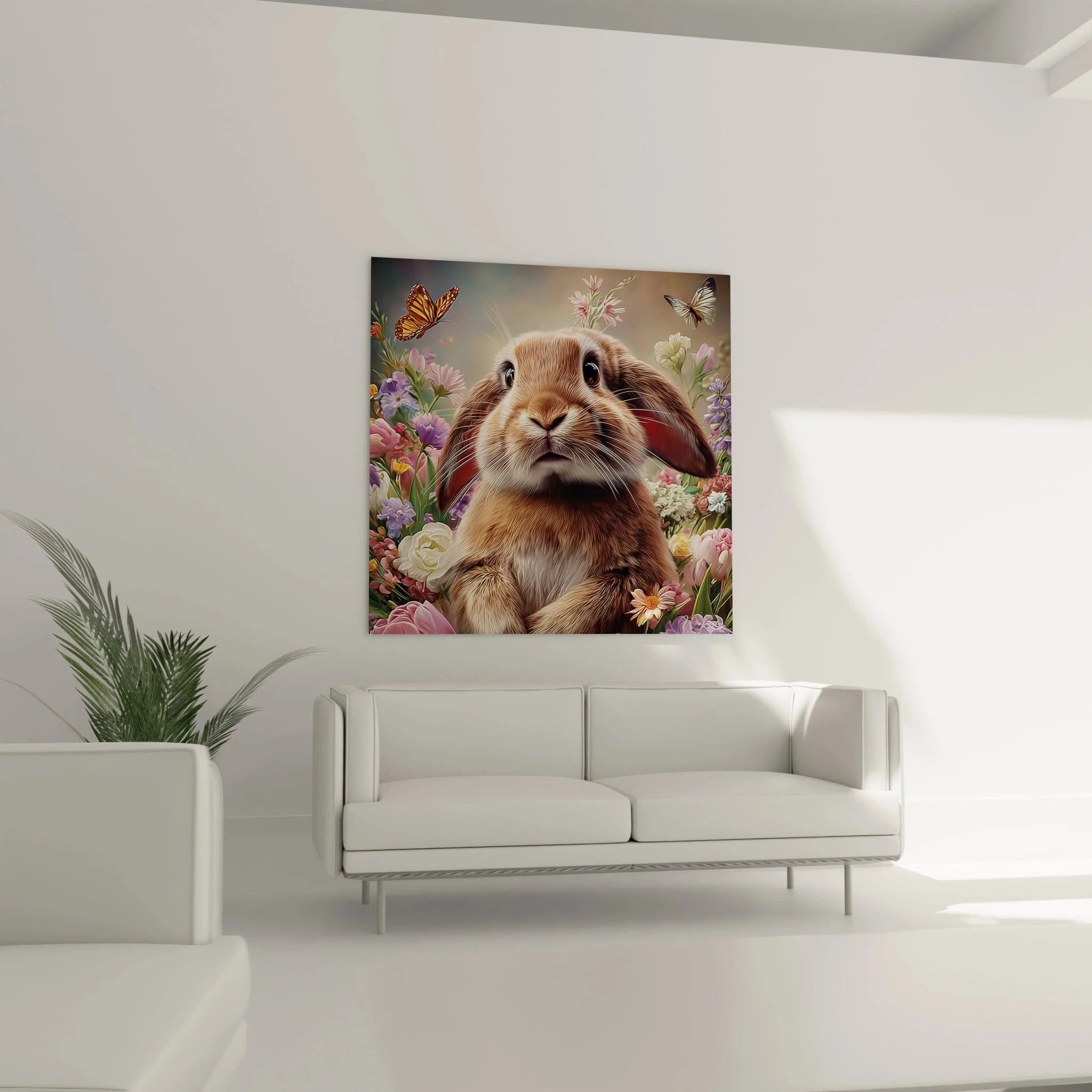 Nahaufnahme Wandbild Osterhase Details - Frühlingsblumen Oster Leinwandbild