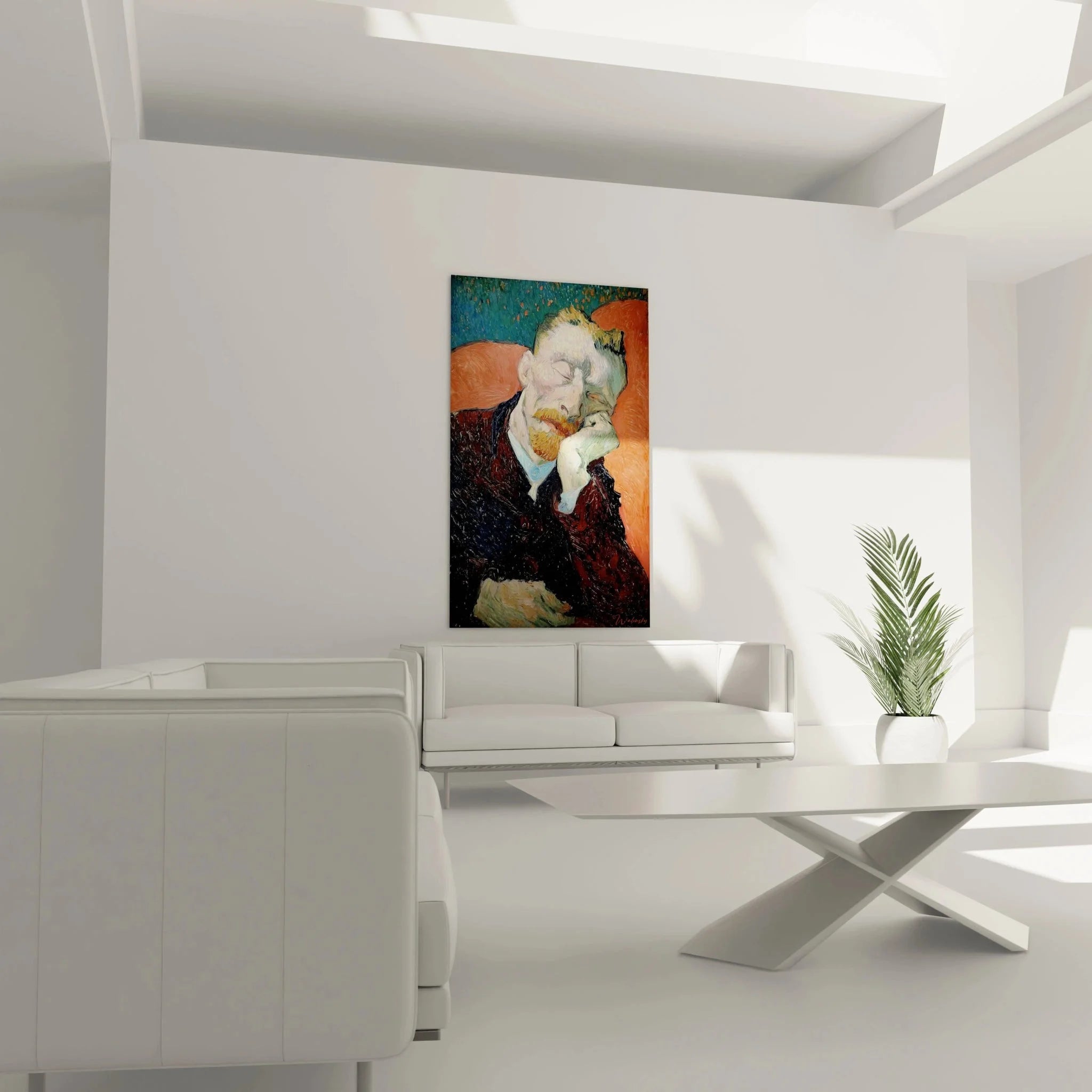 Nahaufnahme Wandbild Postimpressionismus Mann Detail expressive Maltechnik Farbgebung