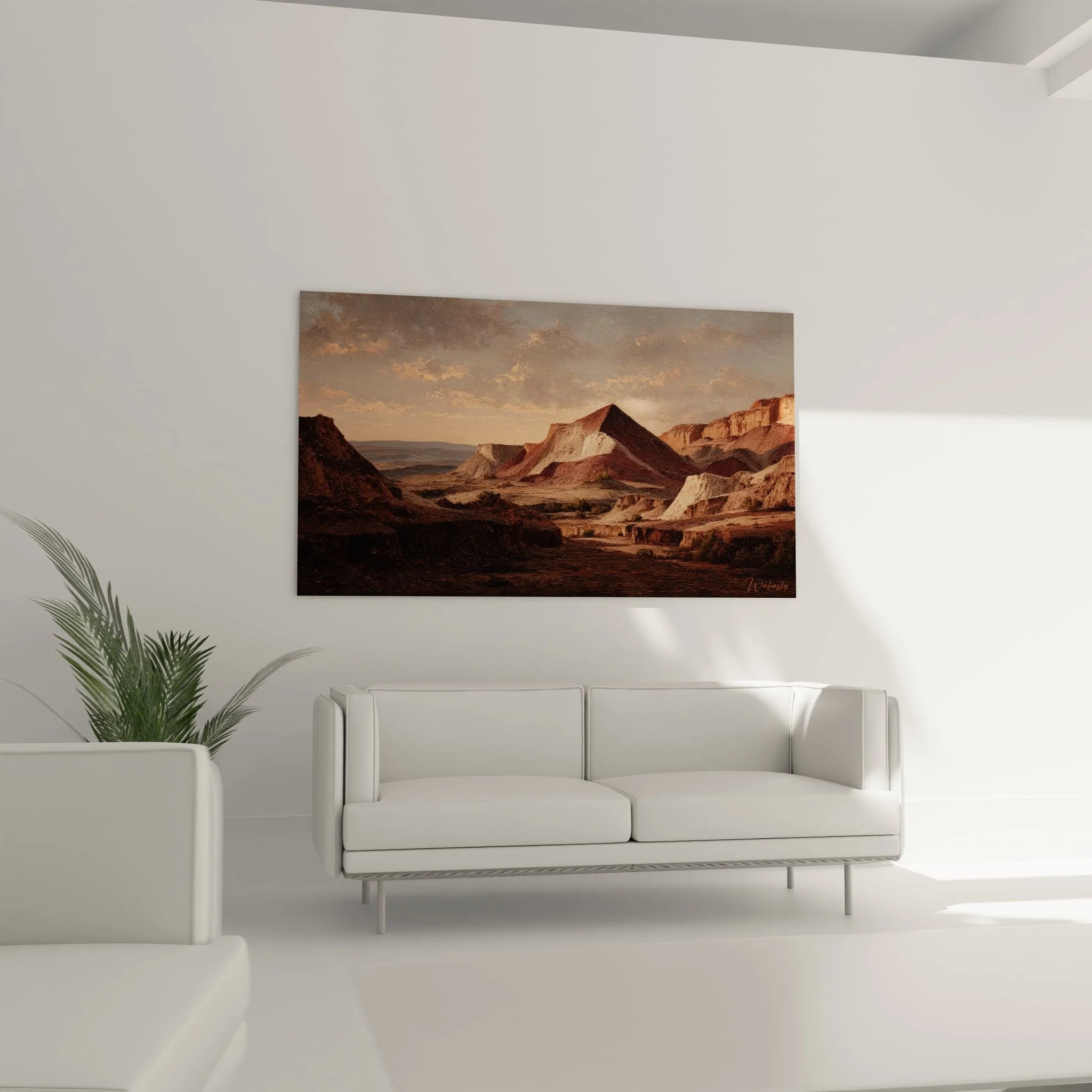 Nahaufnahme Wandbild Wüstenmotive - detailreiche Darstellung der Sandstein Felsformationen