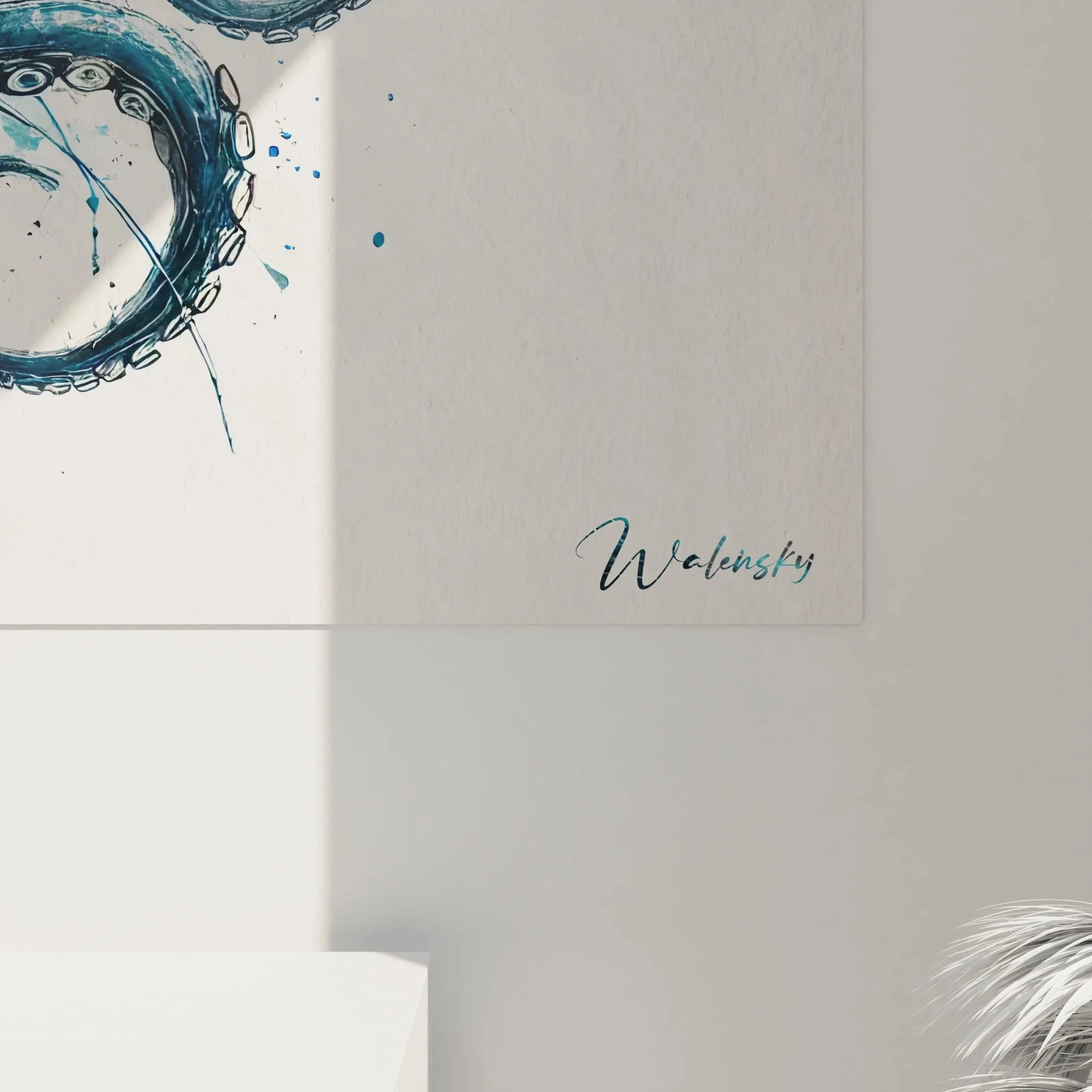 Gesamtansicht Oktopus Wandkunst - Vollständige Darstellung des Tintenfisch Wandbildes mit allen Tentakeln