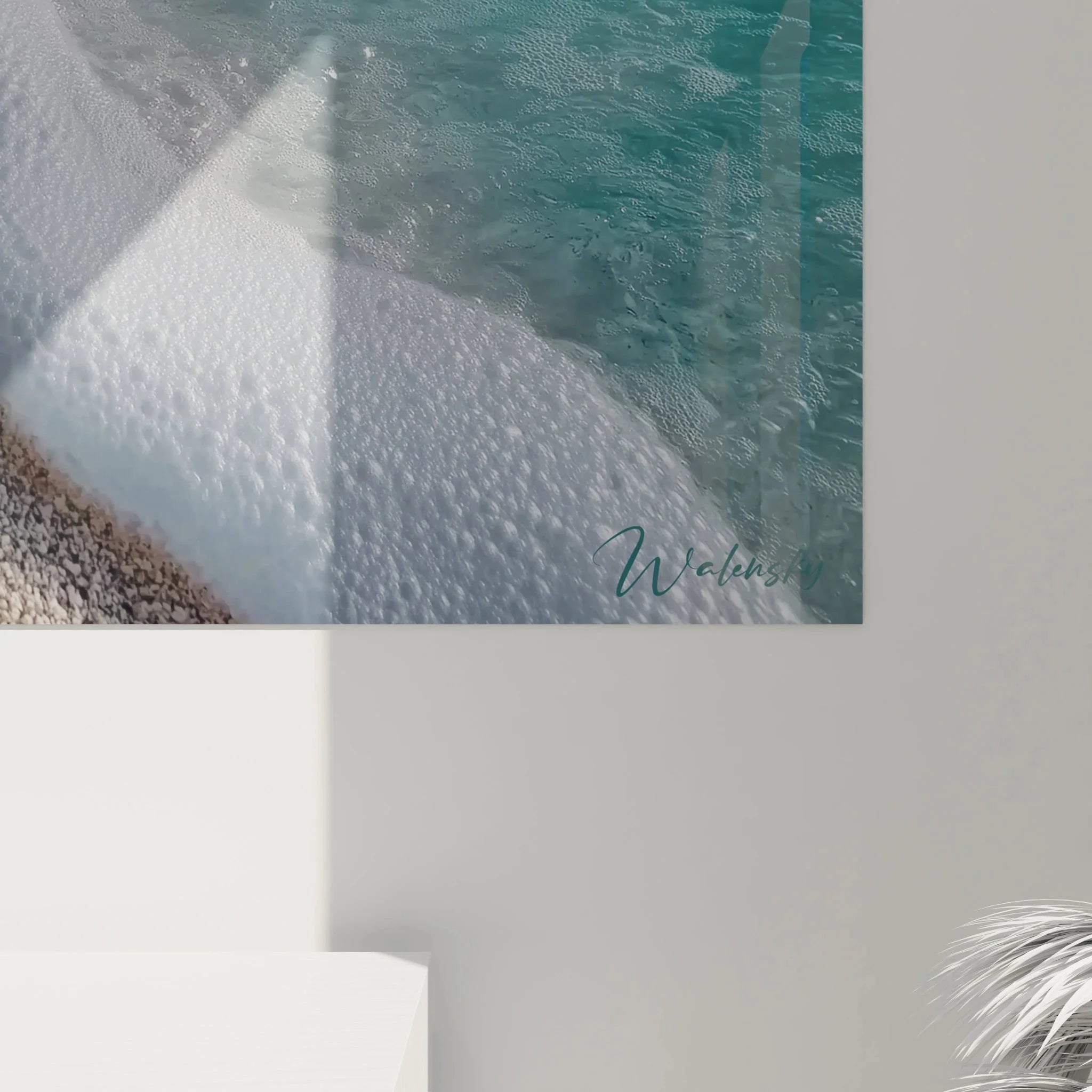 Gesamtansicht Wandbild Meereslandschaft mit Muschel - Panorama Strand Türkis Sommer XXL