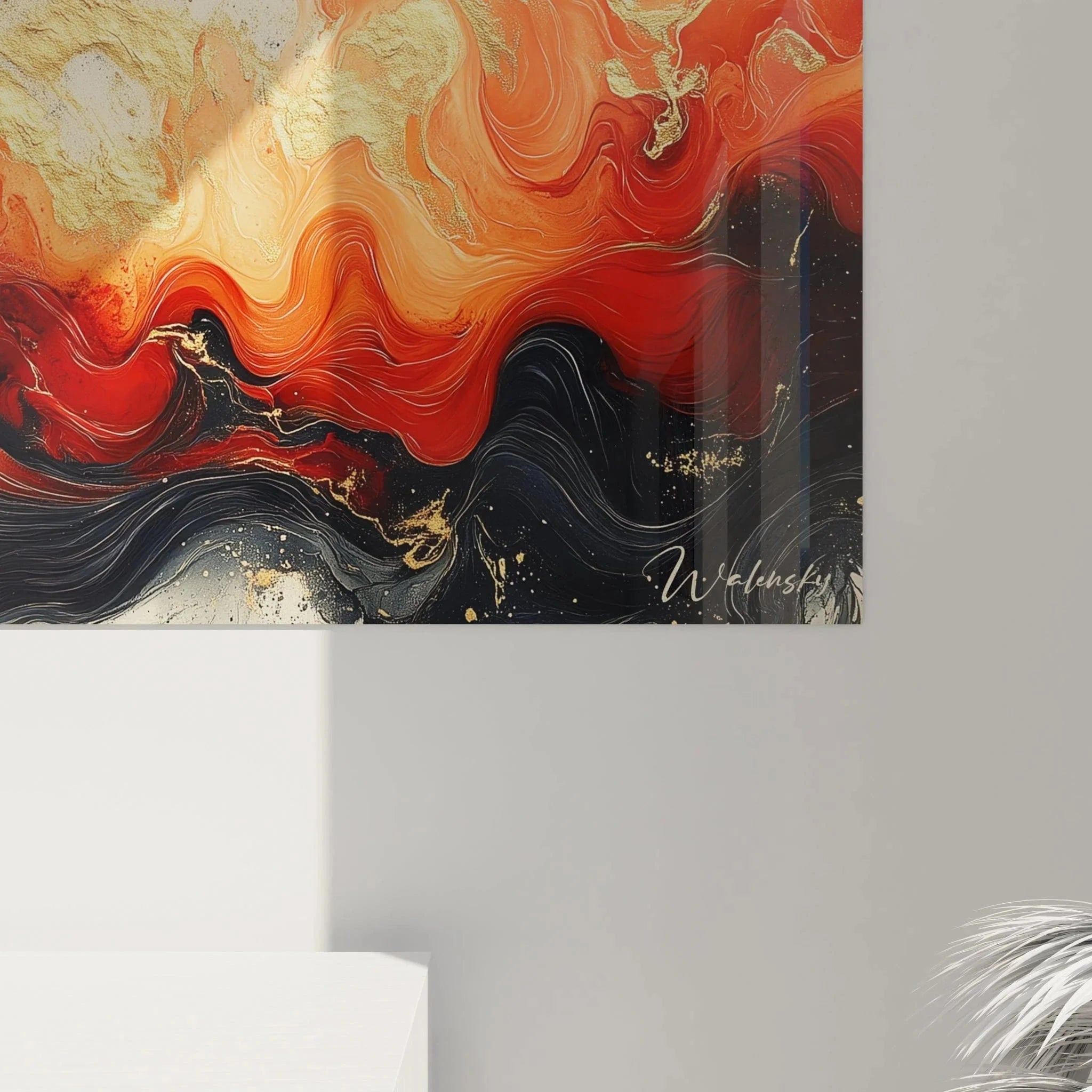 Panorama Wandbild XXL abstrakte Lavaströme in modernem Wohnambiente - Edition Expressionismus