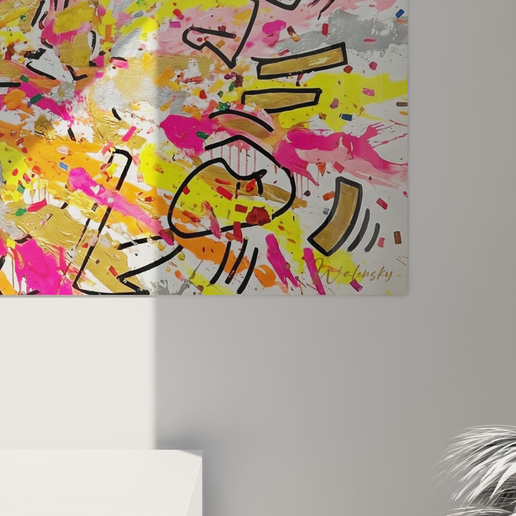 Gesamtansicht Läufer Farbexplosion Wandbild in horizontalem Format für moderne Raumgestaltung - Edition Laufen