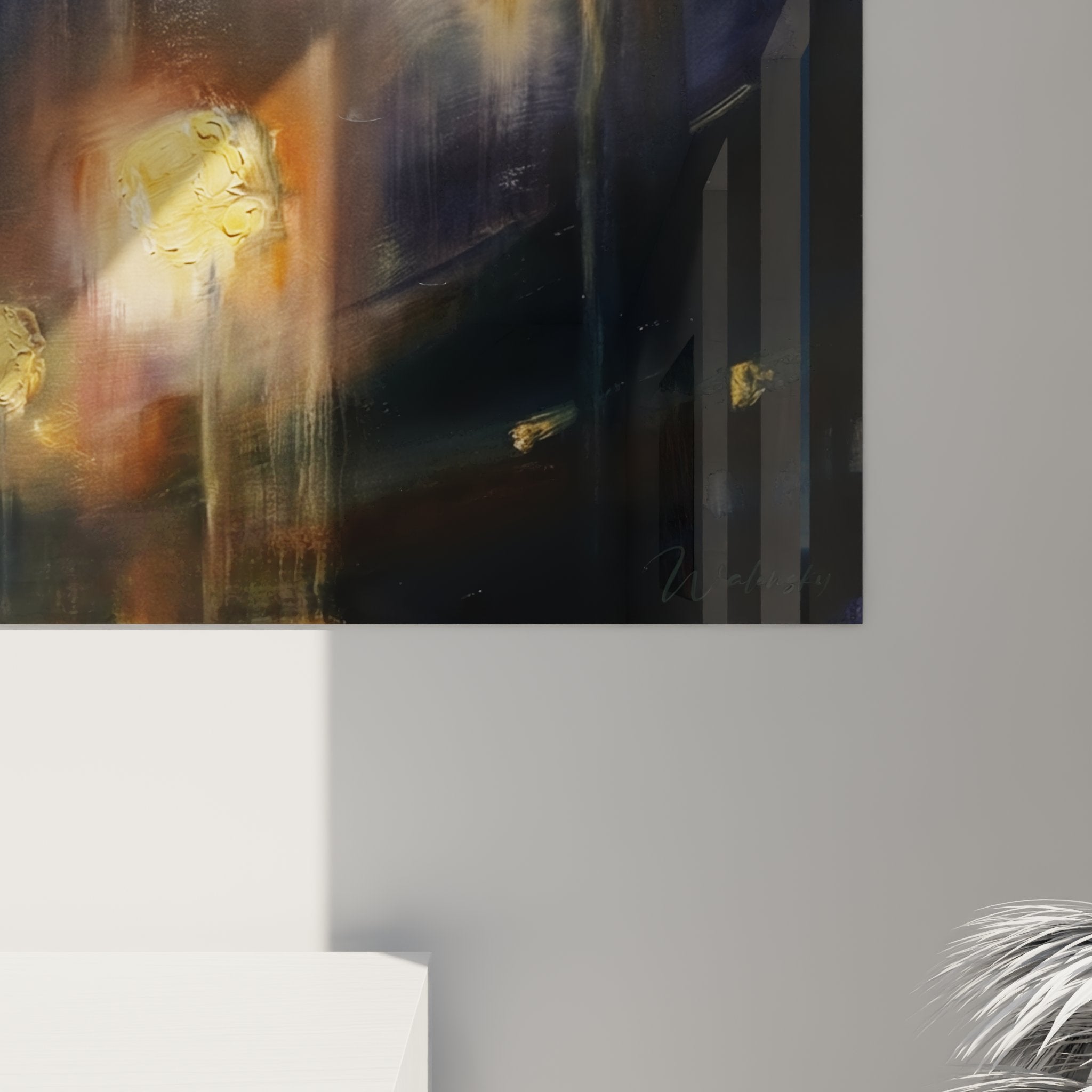 Gesamtansicht des Baseballstadion Wandbildes mit nächtlicher Stimmung und atmosphärischer Beleuchtung