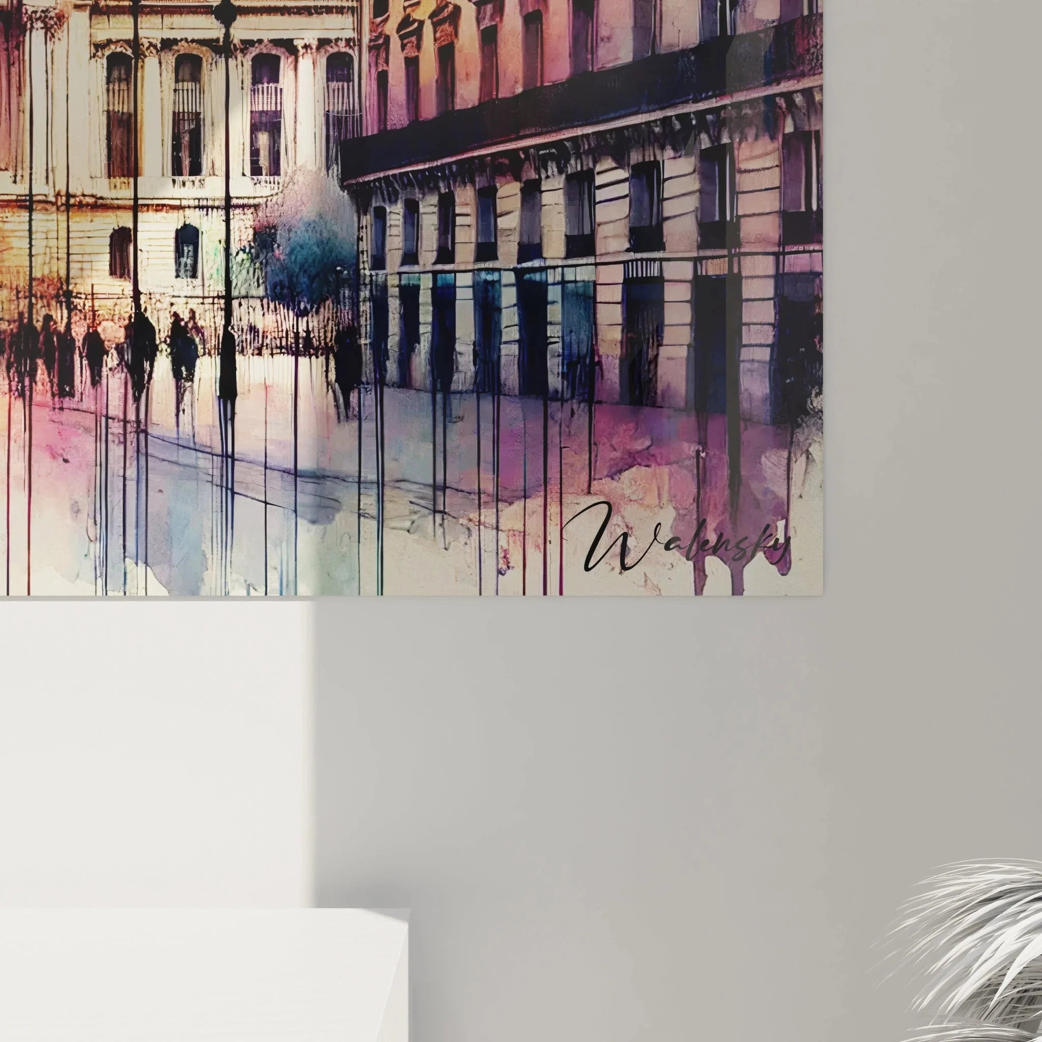 Gesamtansicht Paris Palais Garnier Wandkunst mit symmetrischer Komposition und Aquarell-Maltechnik