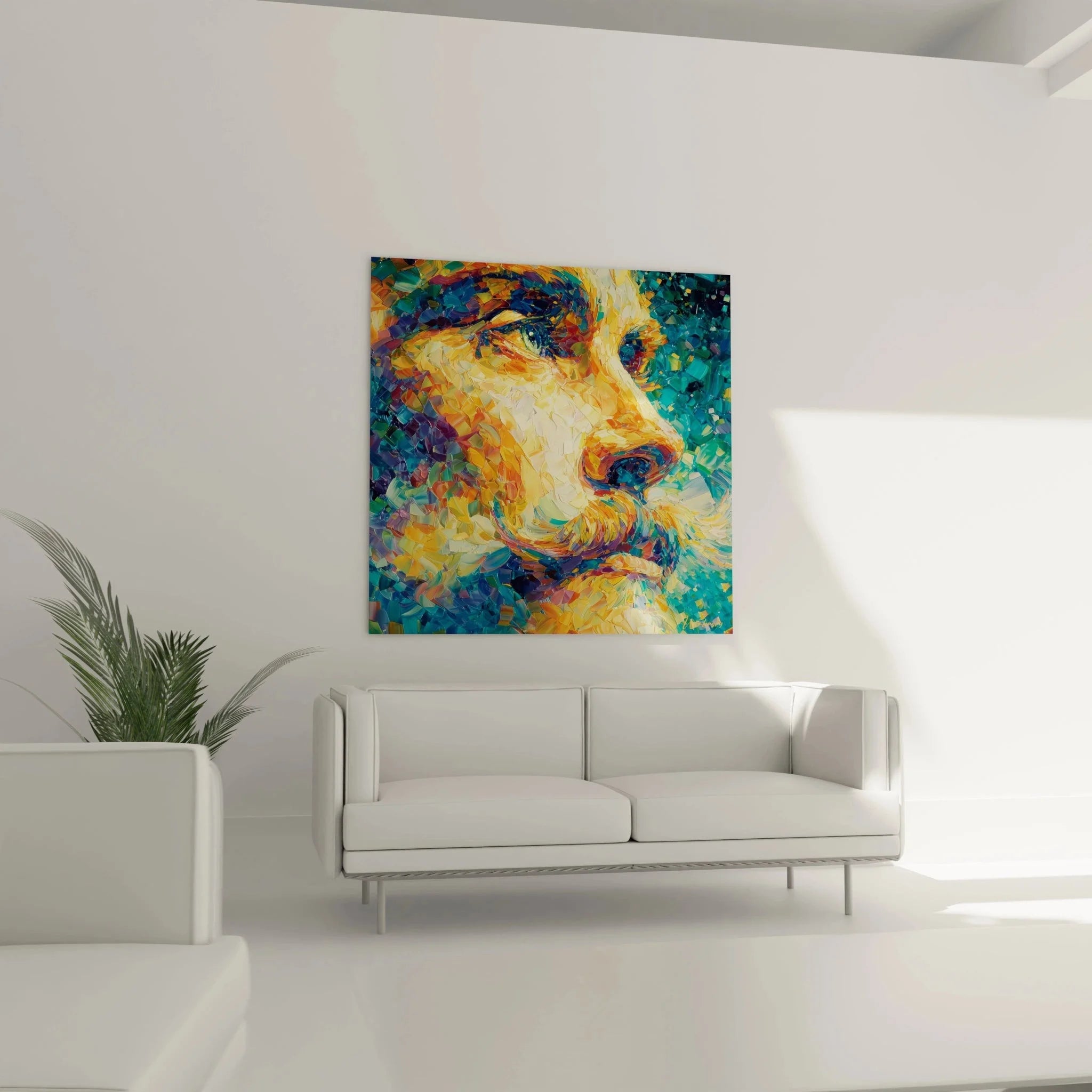 Pointillismus Koi Fisch Nahaufnahme Farbpunkte Maltechnik goldkarpfen Schuppen Detail Kunstwerk