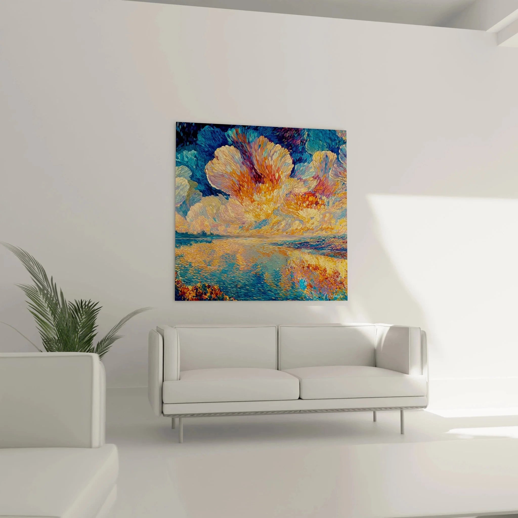 Nahaufnahme Pointillismus Technik - Detailansicht Wolkenformation Wandbild Meereslandschaft