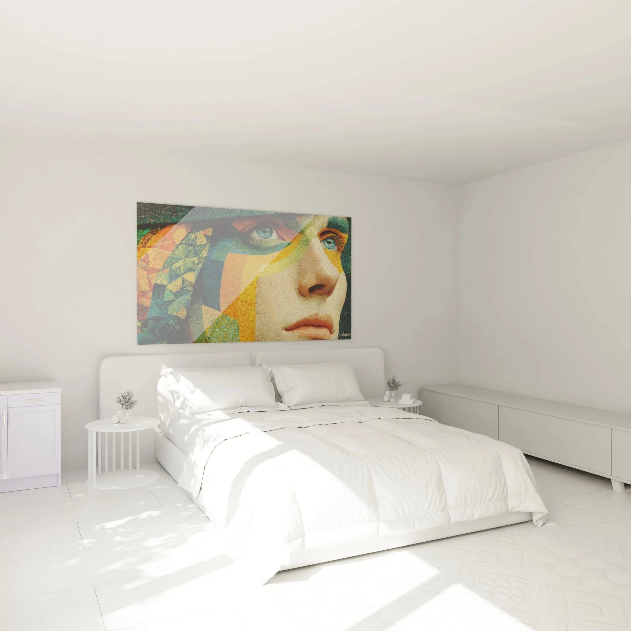 Pointillismus Frauenportrait Wandbild XXL Schlafzimmer Dekoration Mosaik-Technik