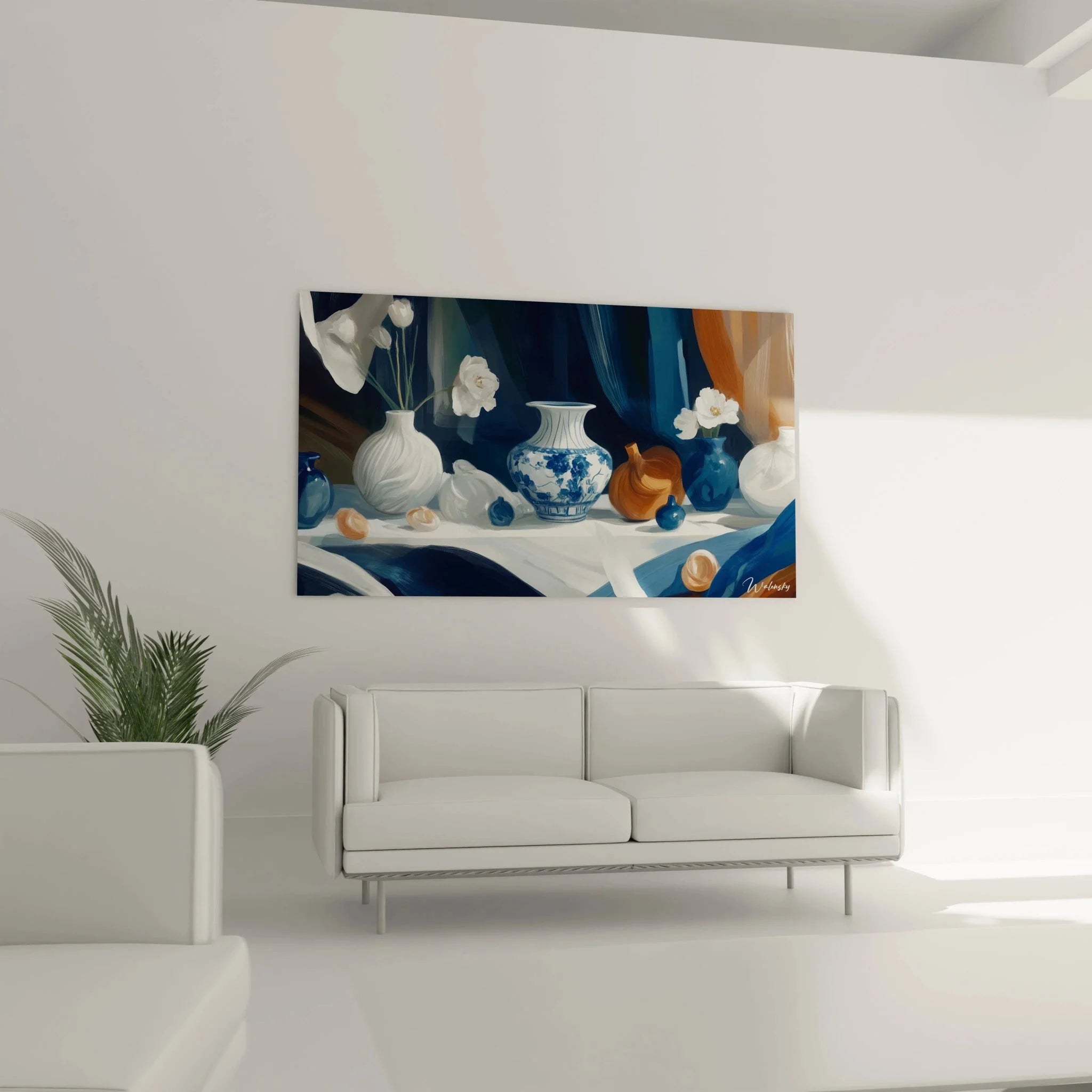 Detailansicht Porzellan Vase mit chinesischen Motiven aus Stillleben Wandbild