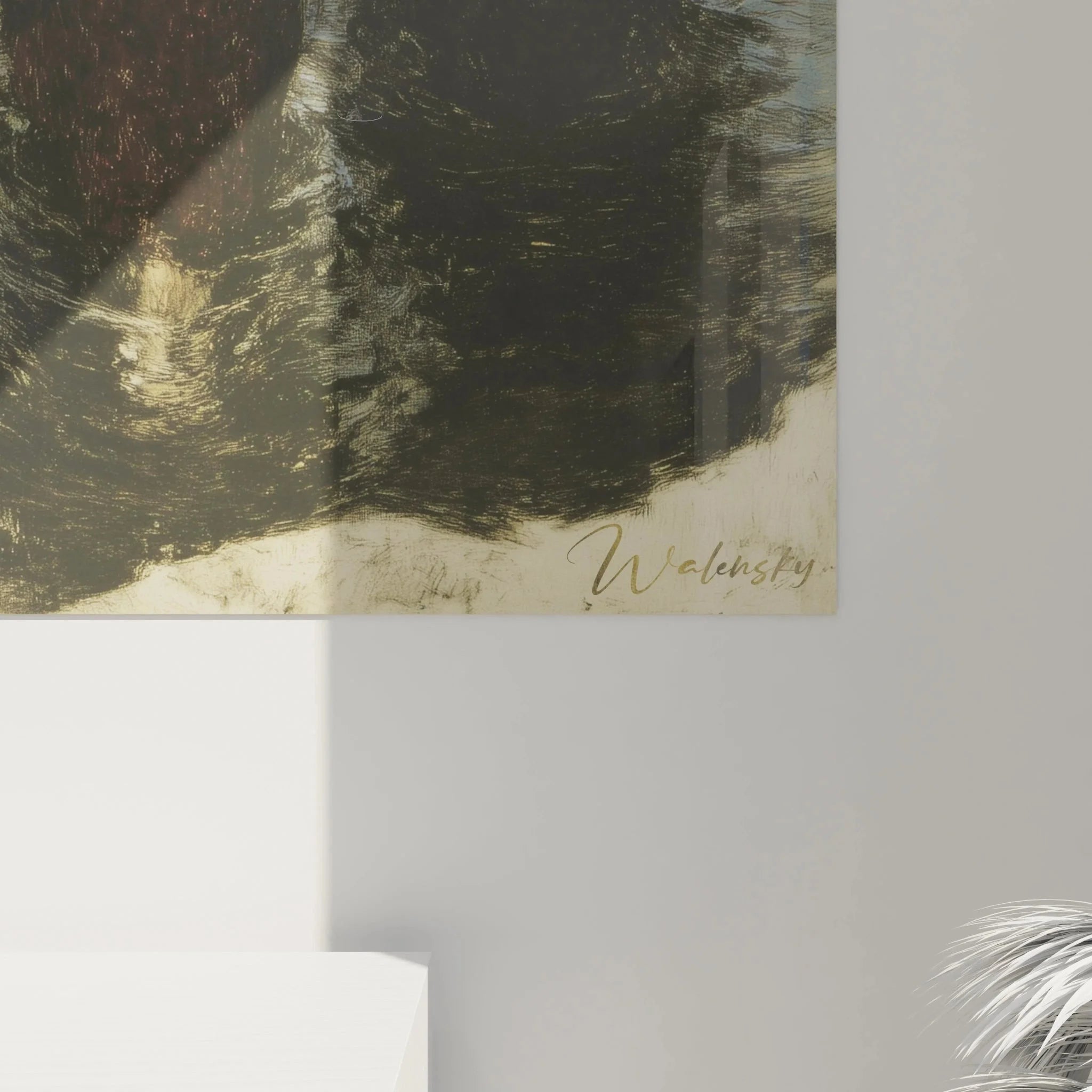 Gesamtansicht Premium Wandbild Realismus Dorfszene - drei Frauen am Brunnen Kunstdruck XXL